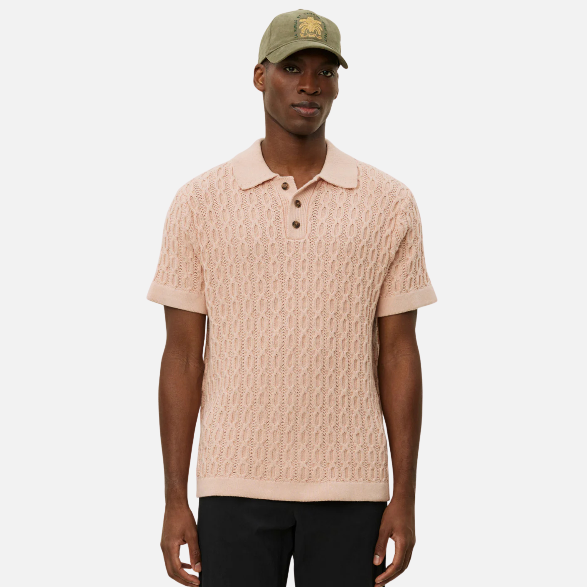 Les Deux Peach Whip Garrett Knitted Polo Shirt