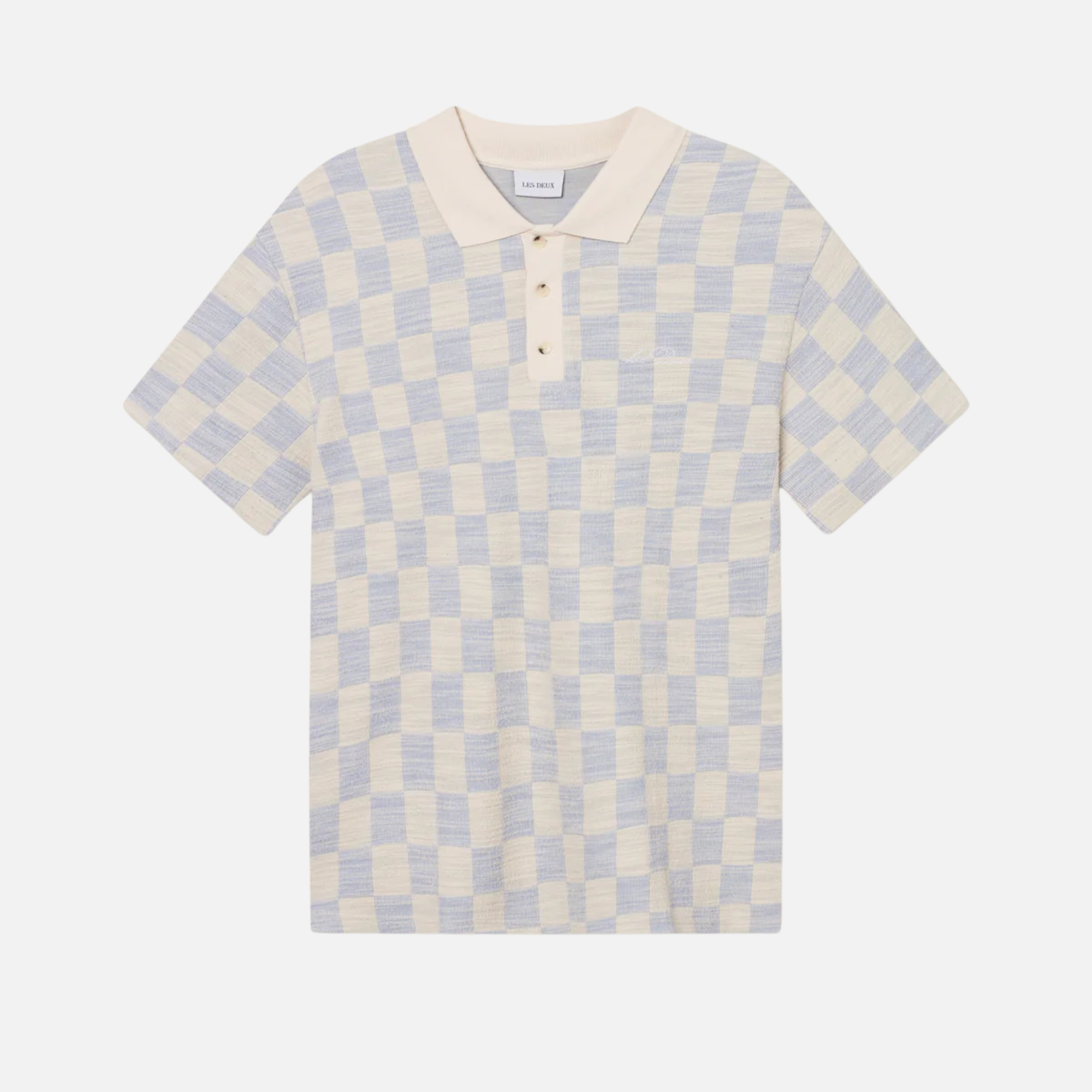 Les Deux Branson Ivory Jacquard Jersey Polo