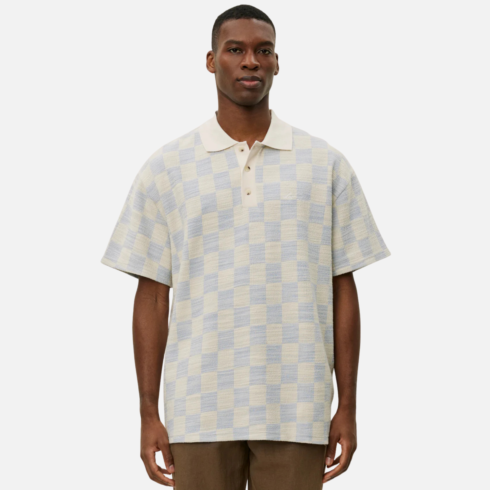 Les Deux Branson Ivory Jacquard Jersey Polo