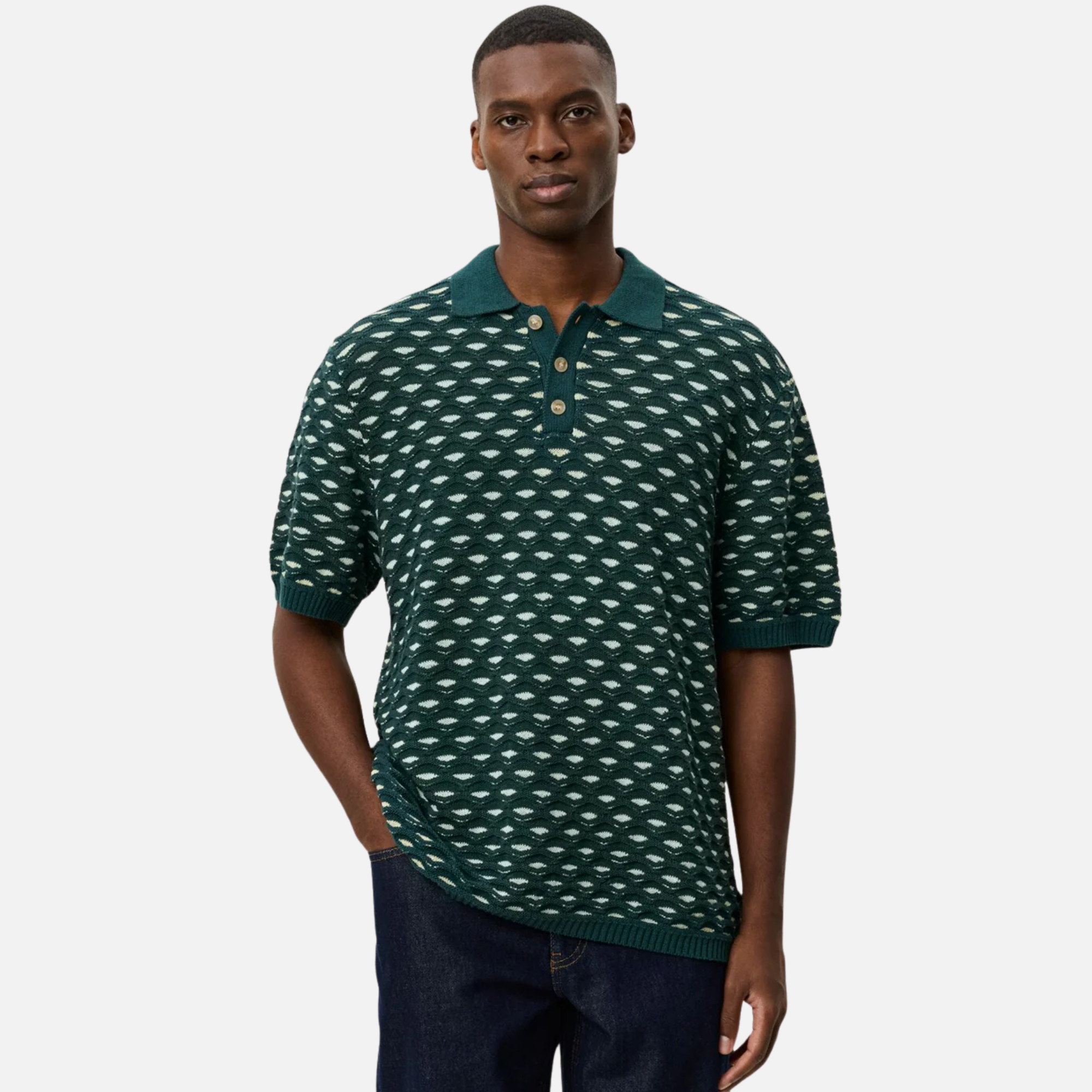 Les Deux Sea Moss Green Esmay Shell Knitted Polo
