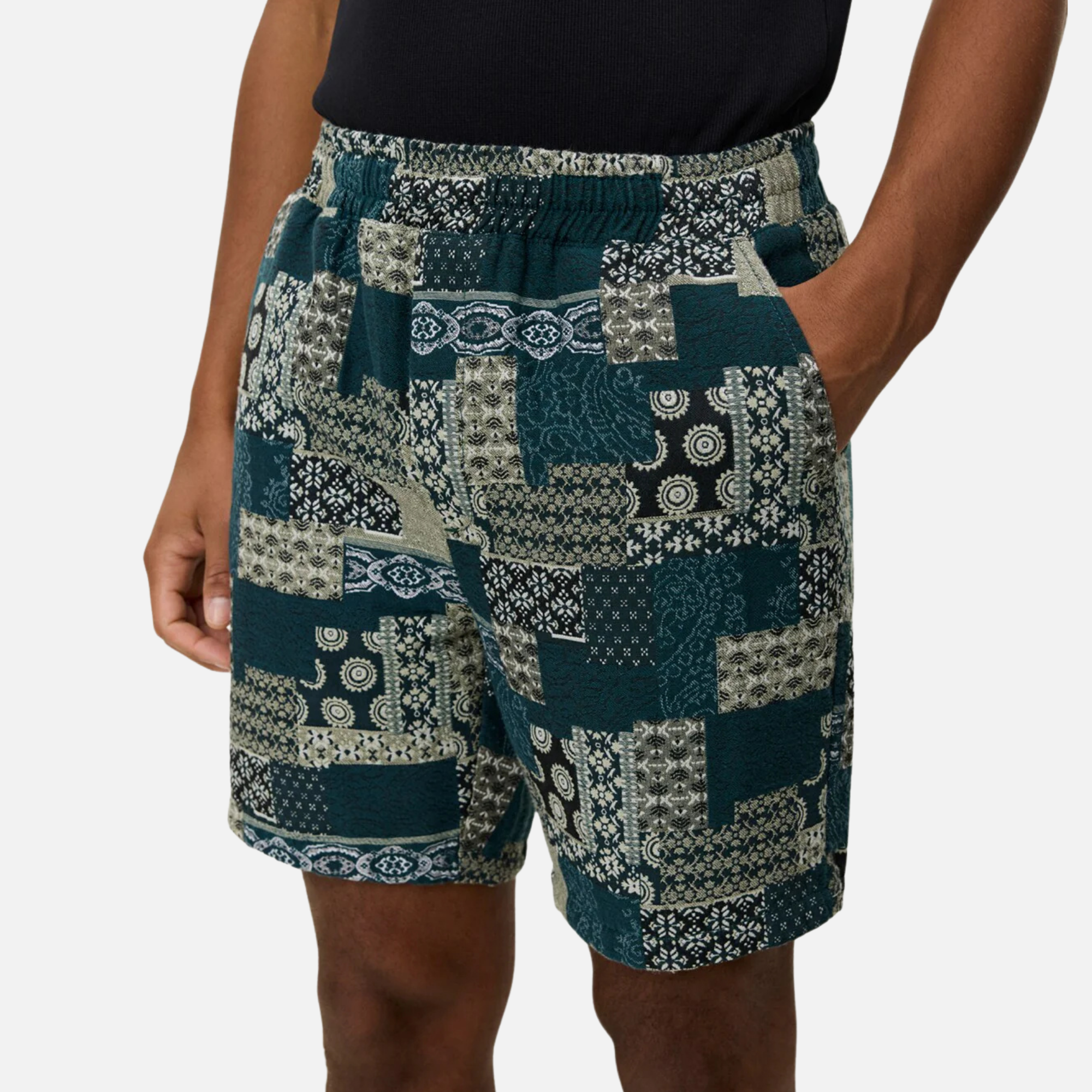 Les Deux Sea Moss Green Otto Jacquard Shorts