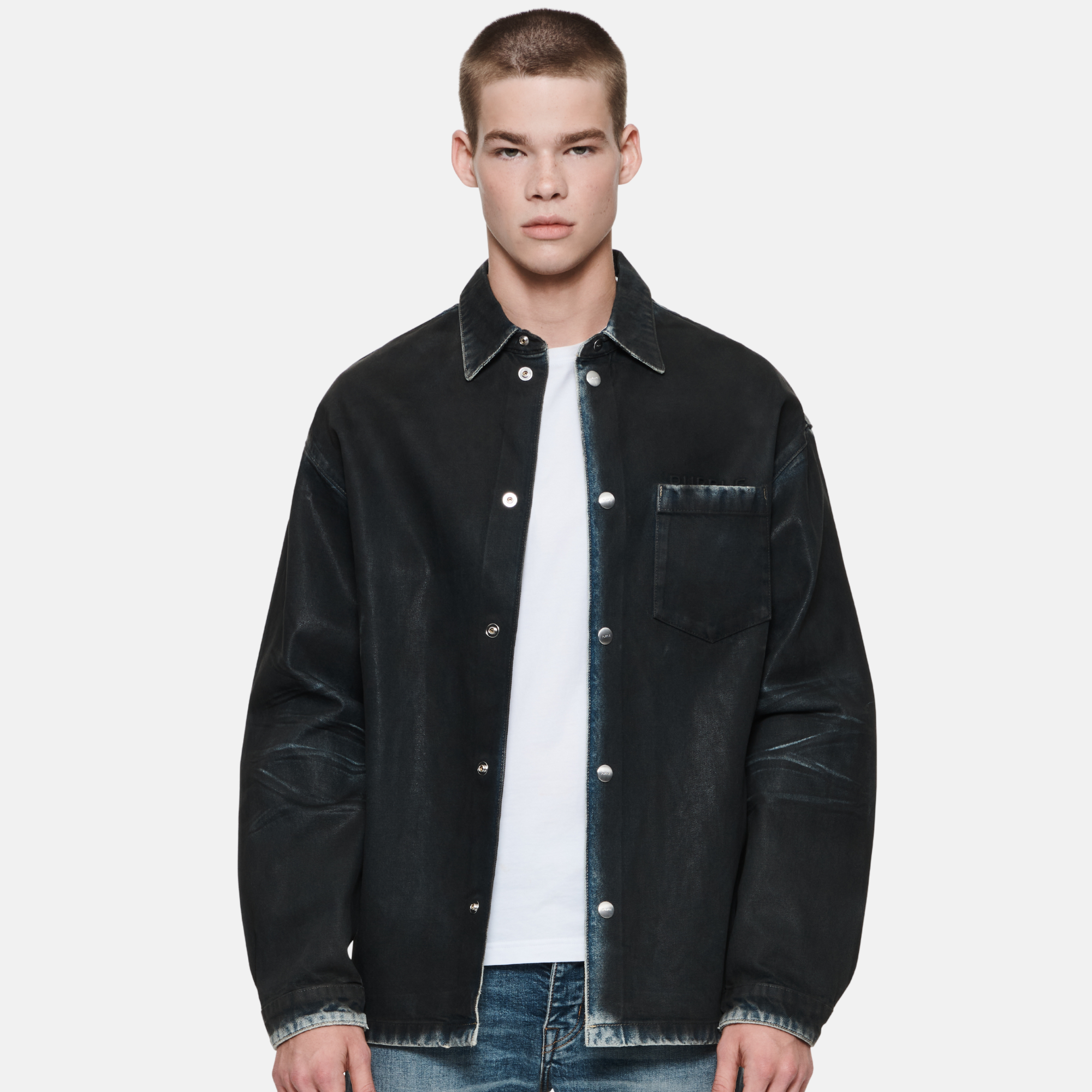 Purple Brand Coated Shirt Jacket