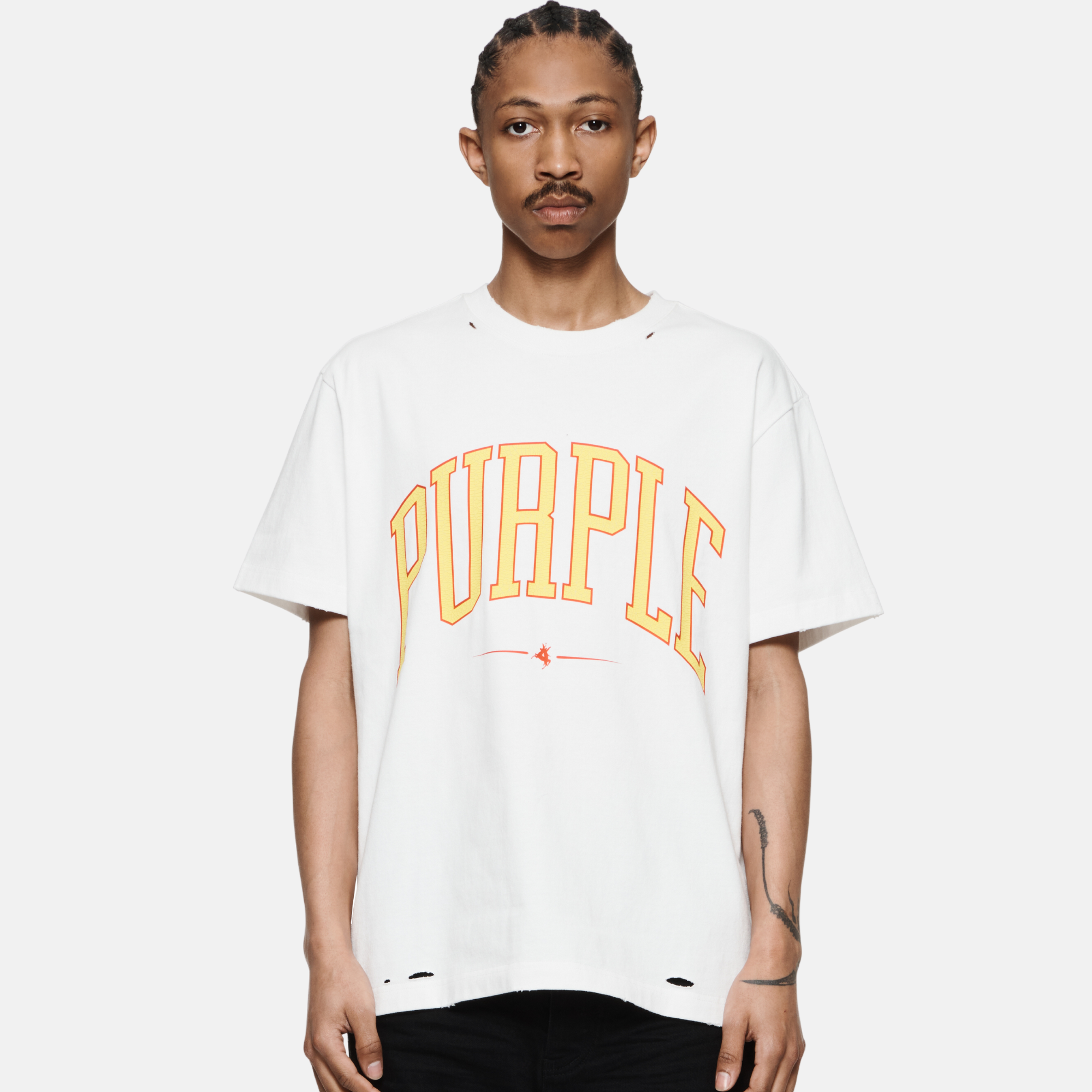 Purple off 2024 white t shirt