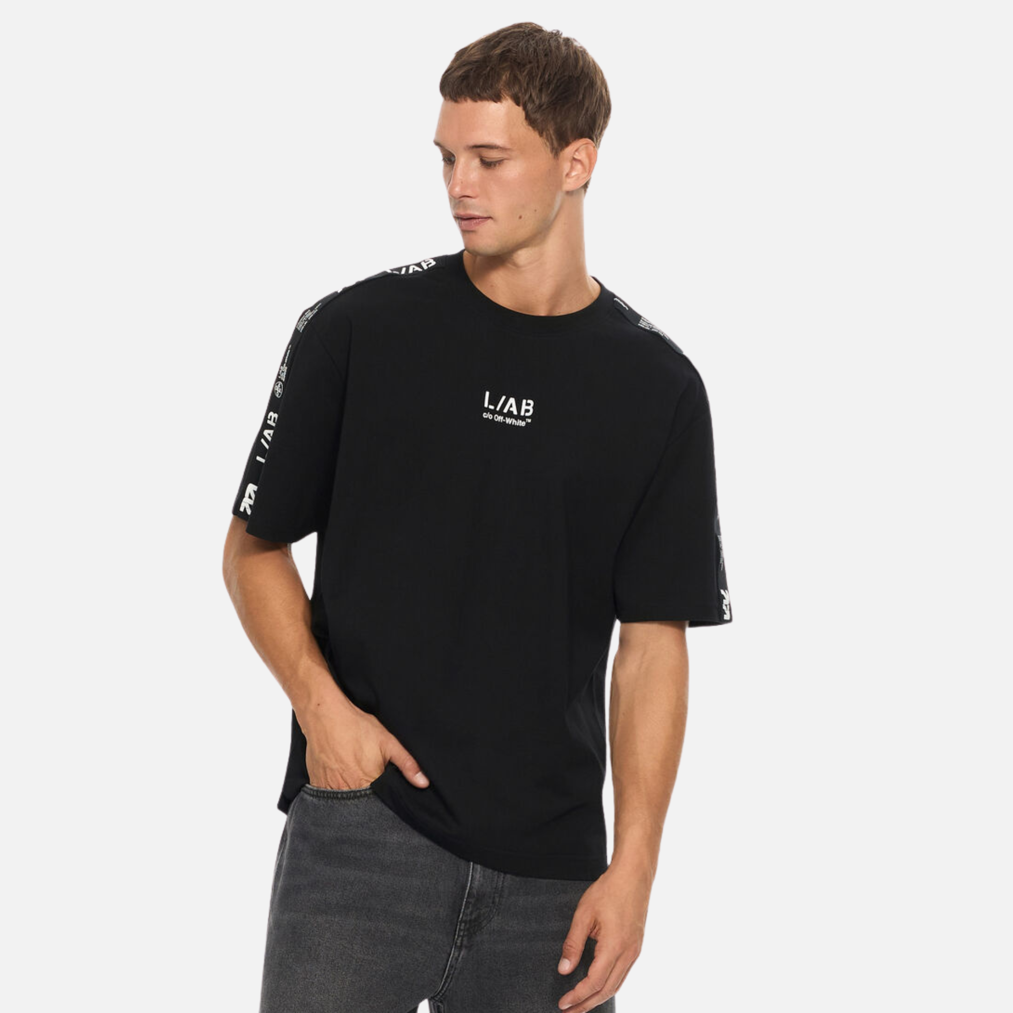 Off White Black Logo Taped T-Shirt