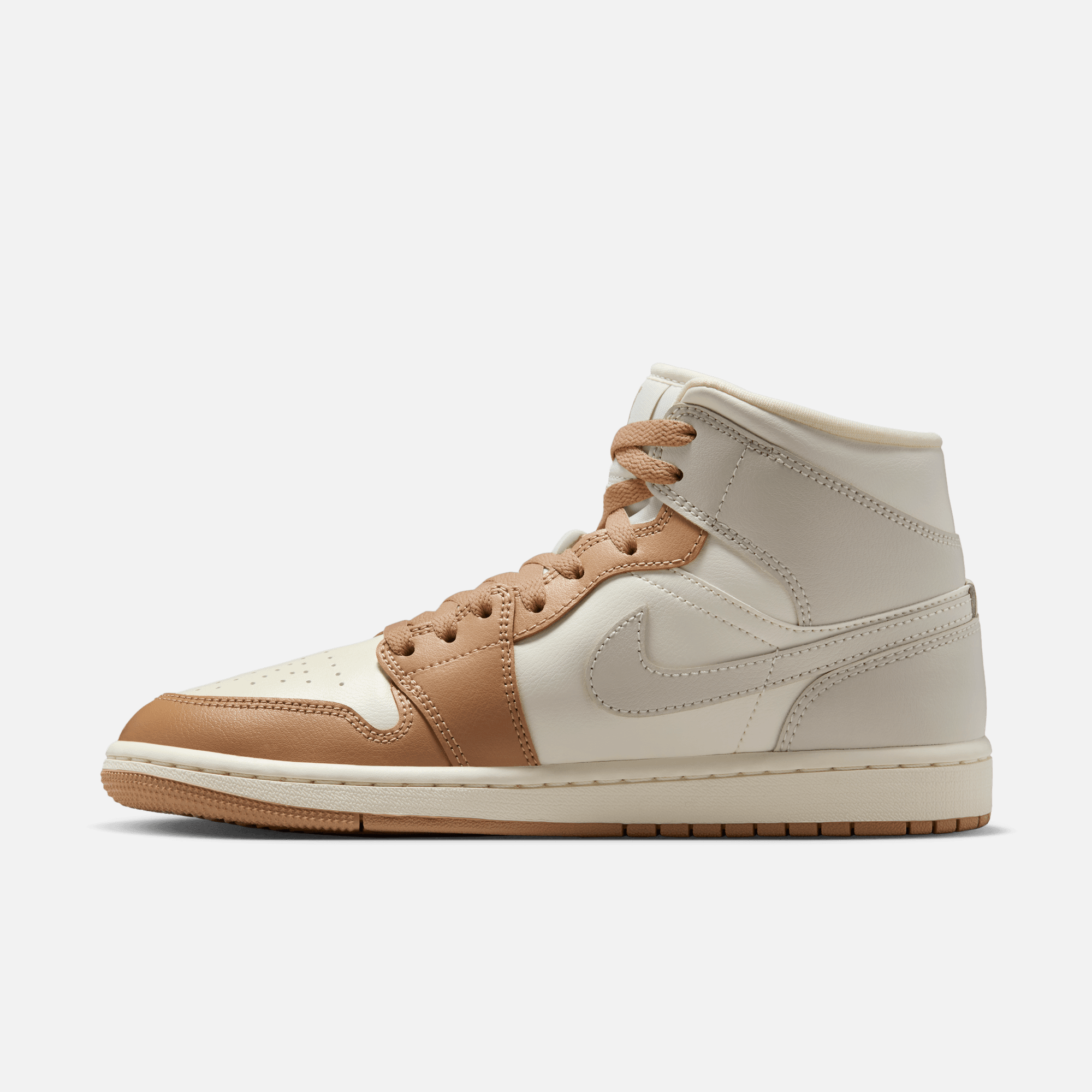 Air Jordan Women's 1 Mid Tan Toe