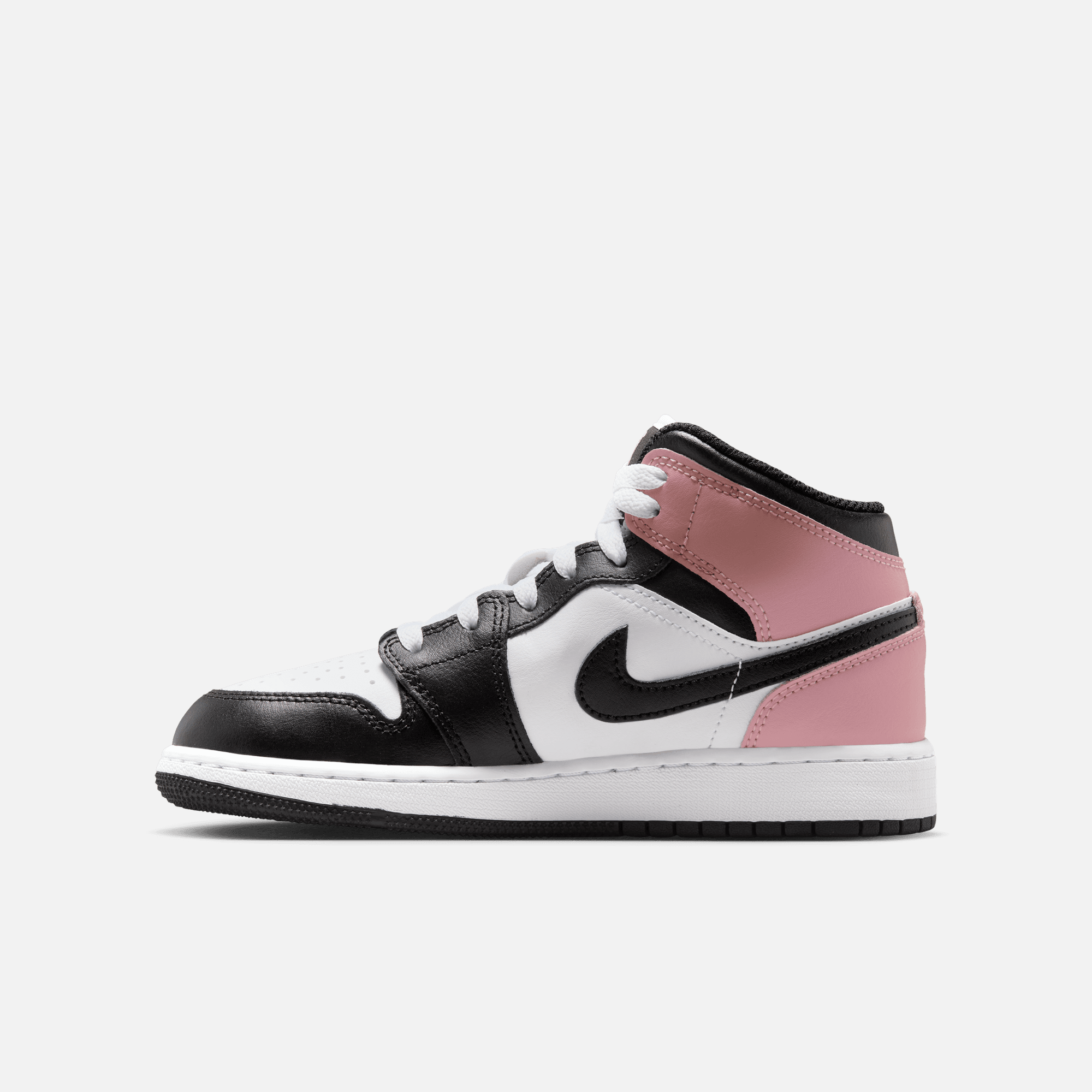 Air Jordan Big Kids' 1 Mid White Rust Pink Black (GS)