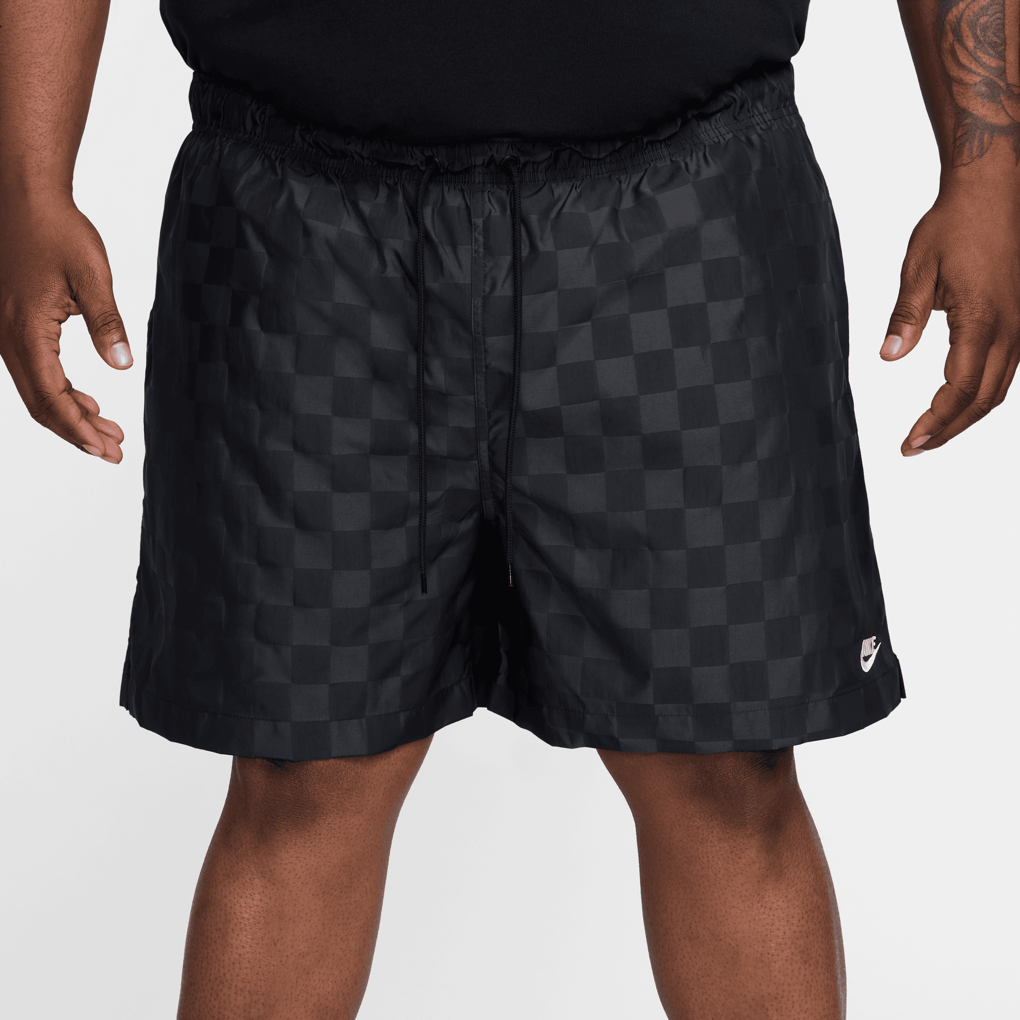 Black checkered shorts sales