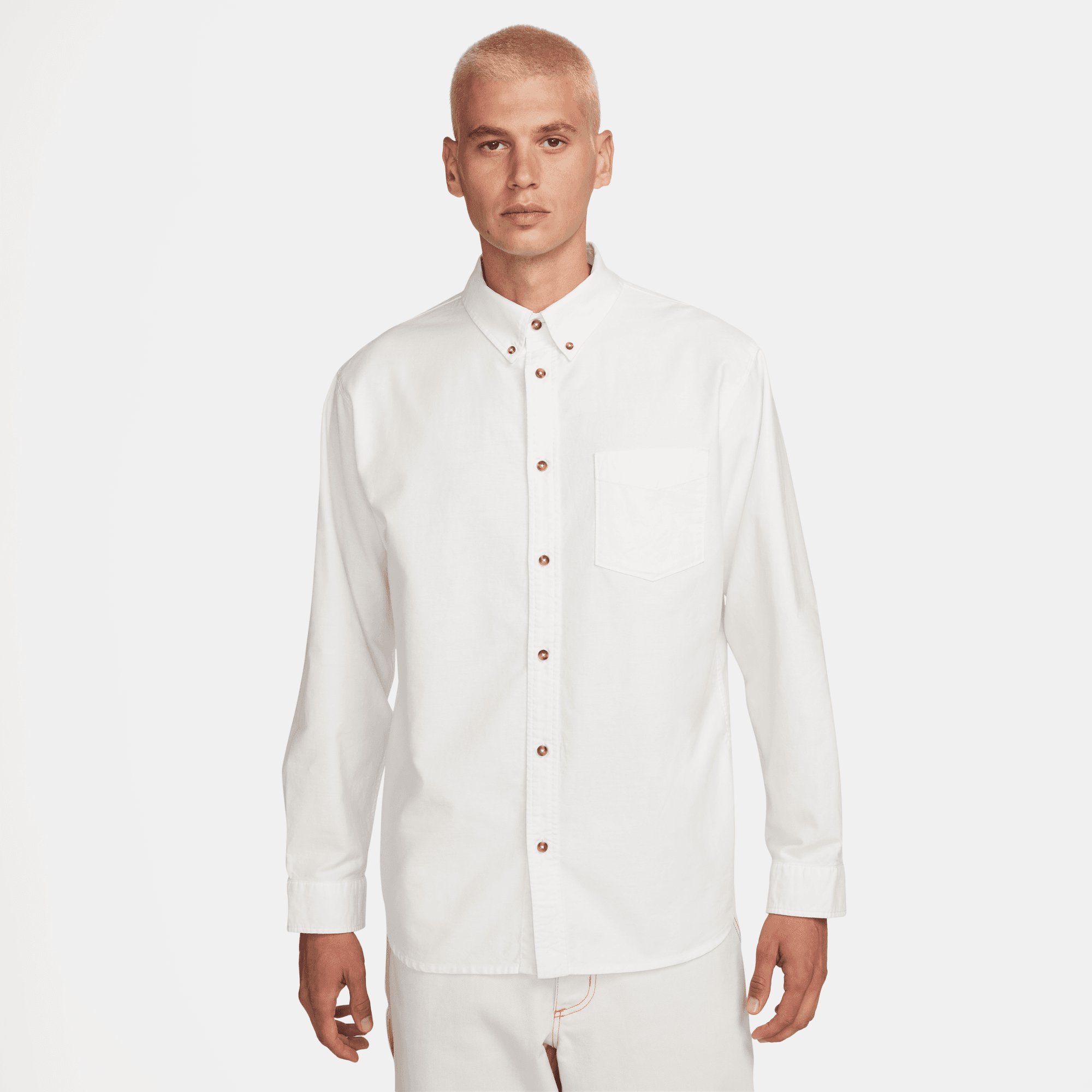 Nike Life White Long-Sleeve Oxford Button-Down Shirt Nike Life White Long-Sleeve Oxford Button-Down Shirt