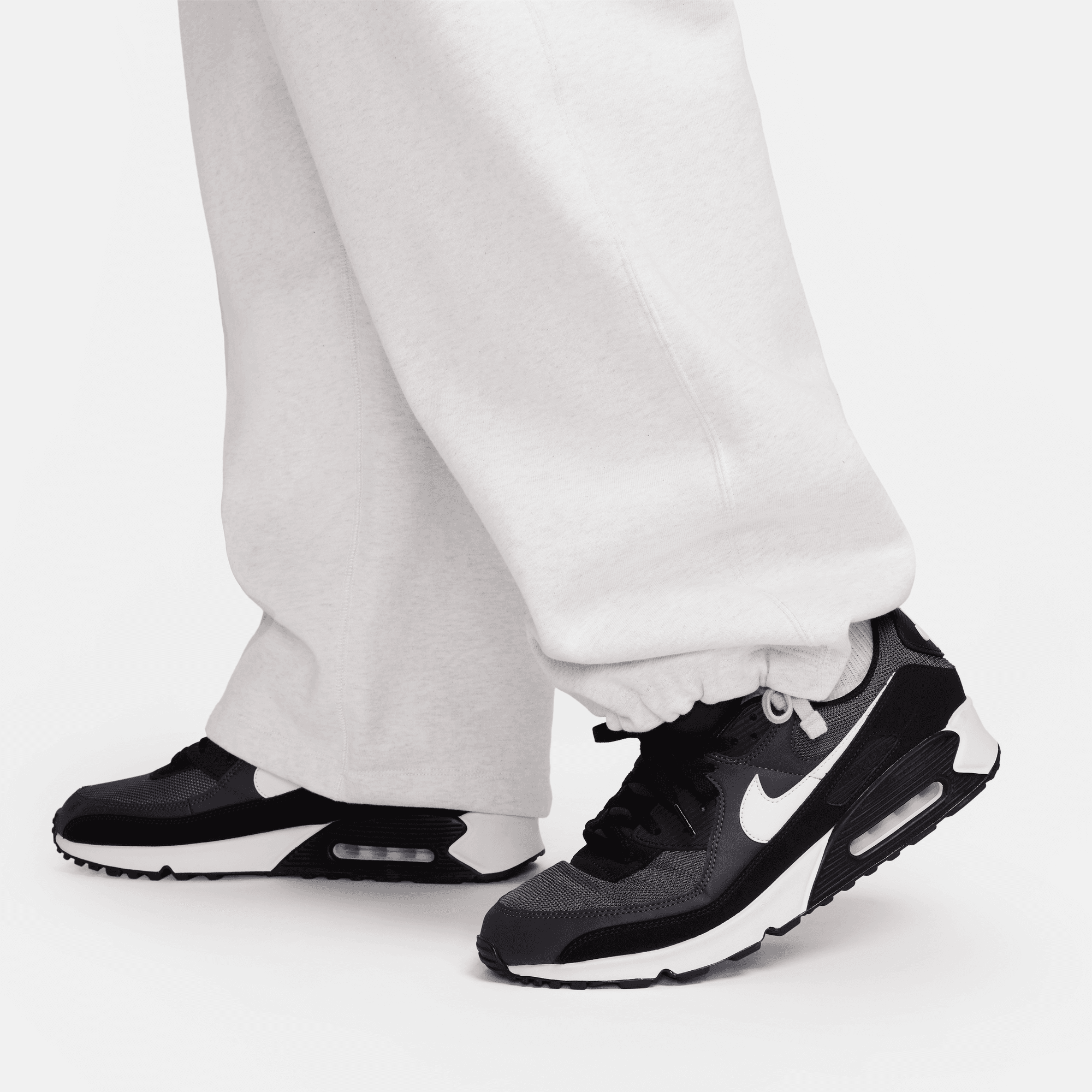 Nike Solo Swoosh White Open-Hem Fleece Pants