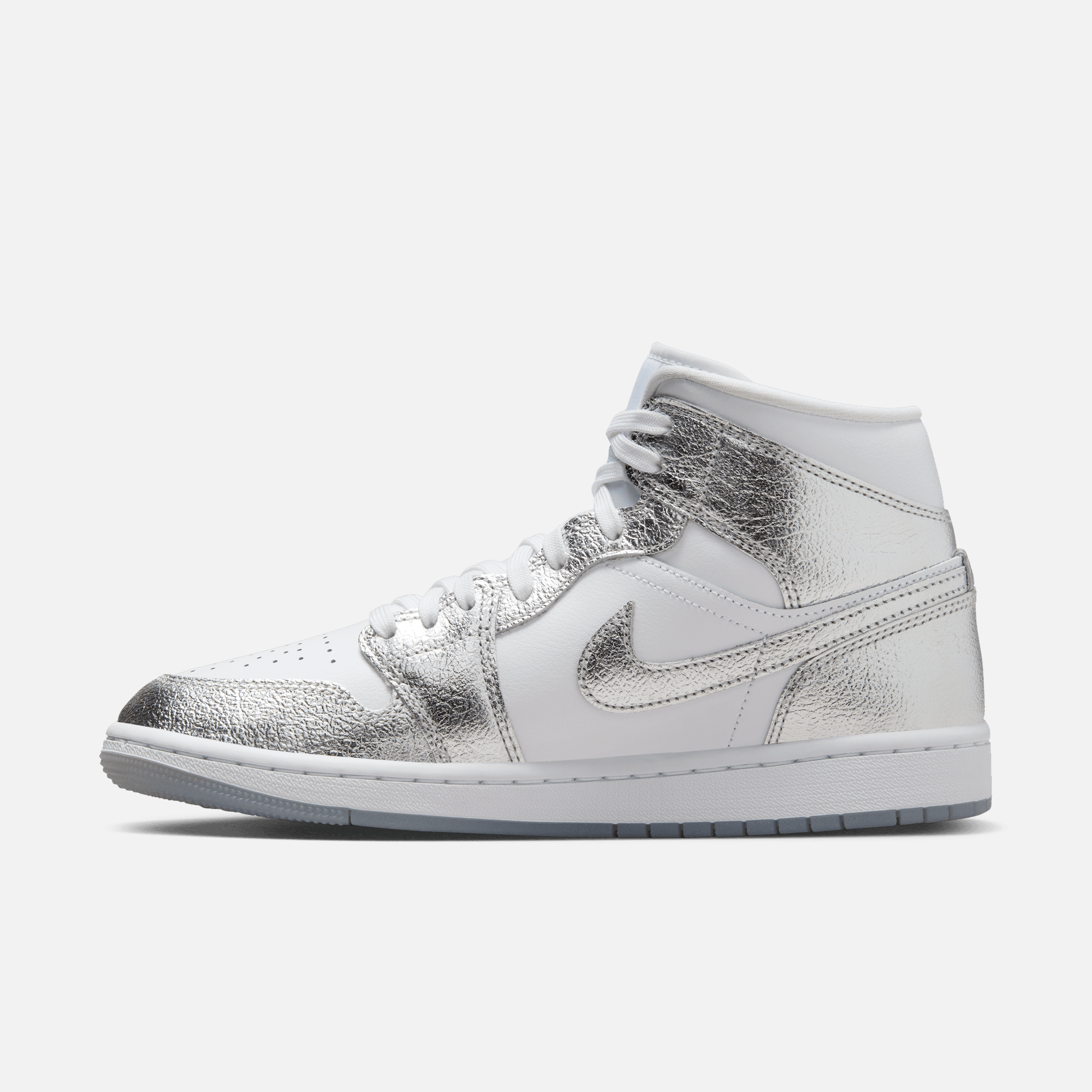 Air Jordan Women's 1 Mid 'Crinkled Silver Foil'