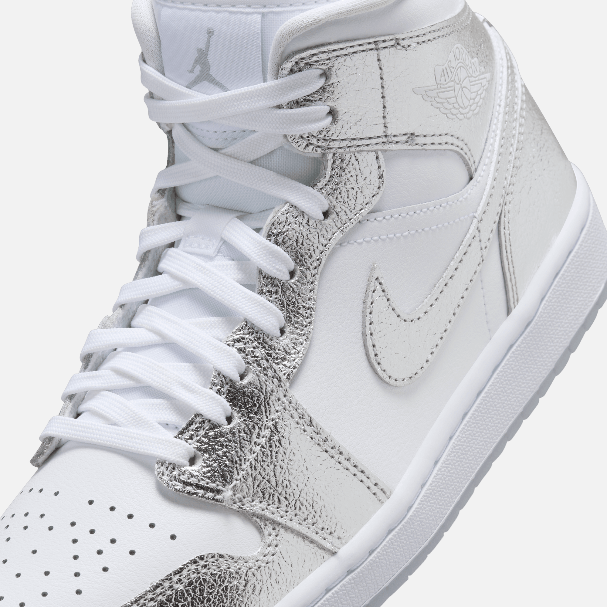 Air Jordan Women's 1 Mid 'Crinkled Silver Foil'