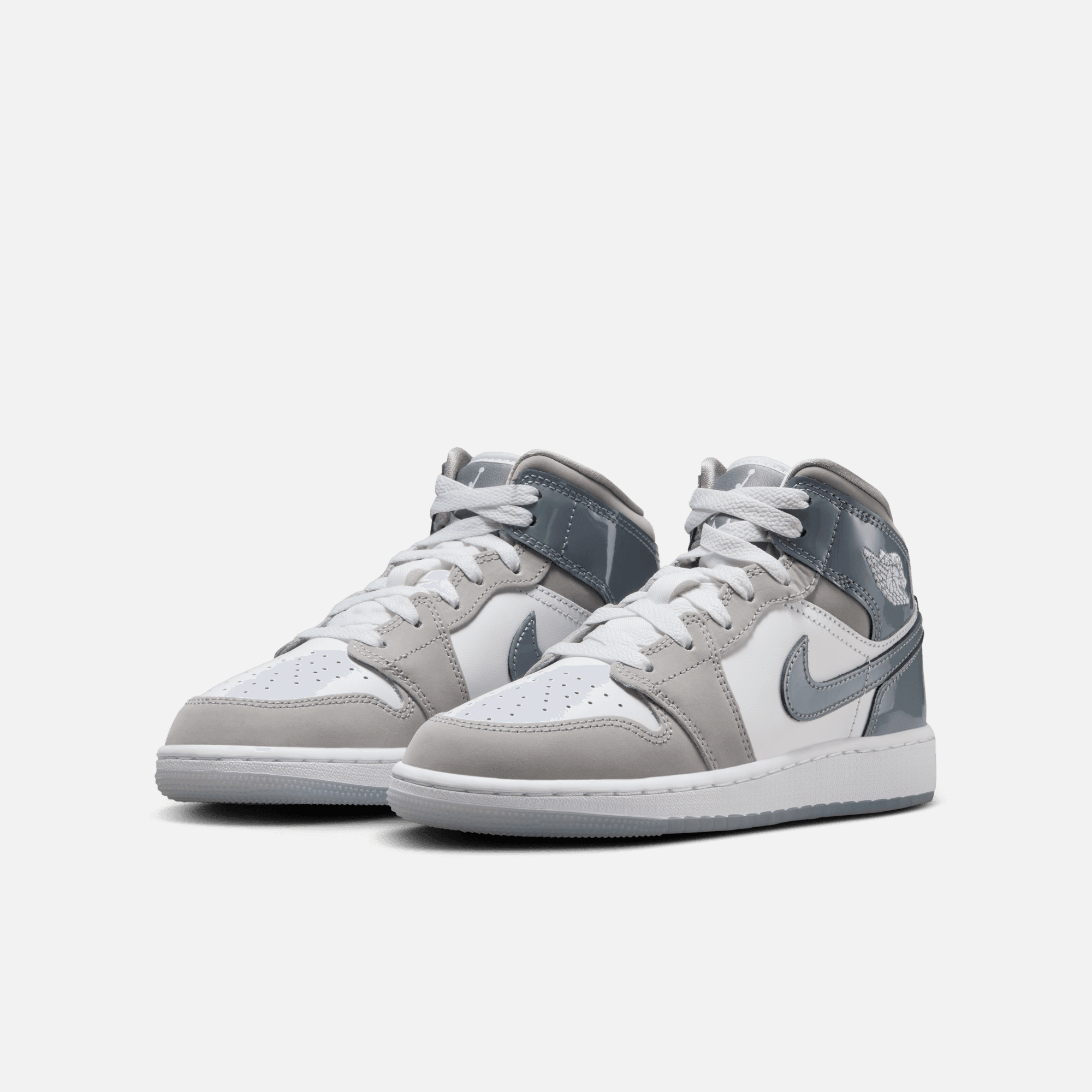 Air Jordan Big Kids' 1 Mid SE White Medium Cool Grey (GS)
