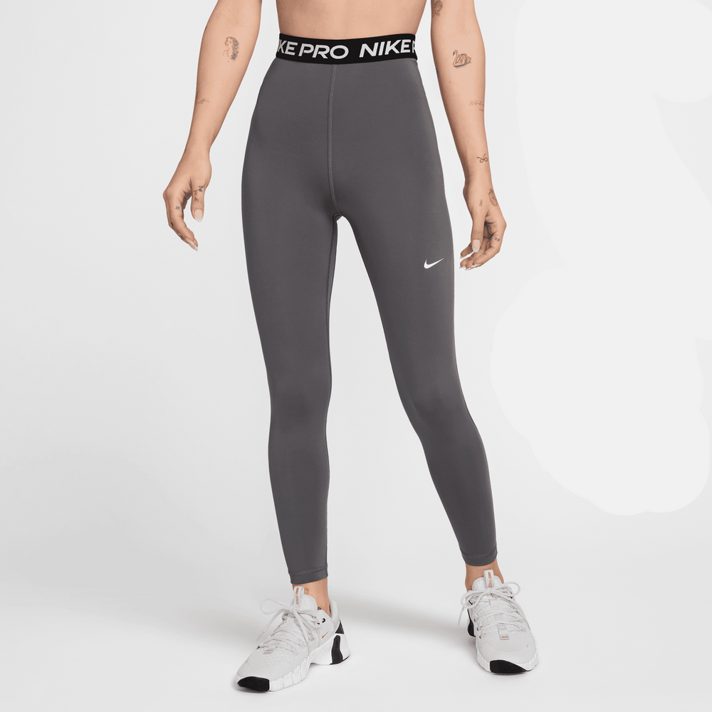 Nike Pro 365 Women's Iron Grey High-Waisted 7/8 Mesh Panel Leggings