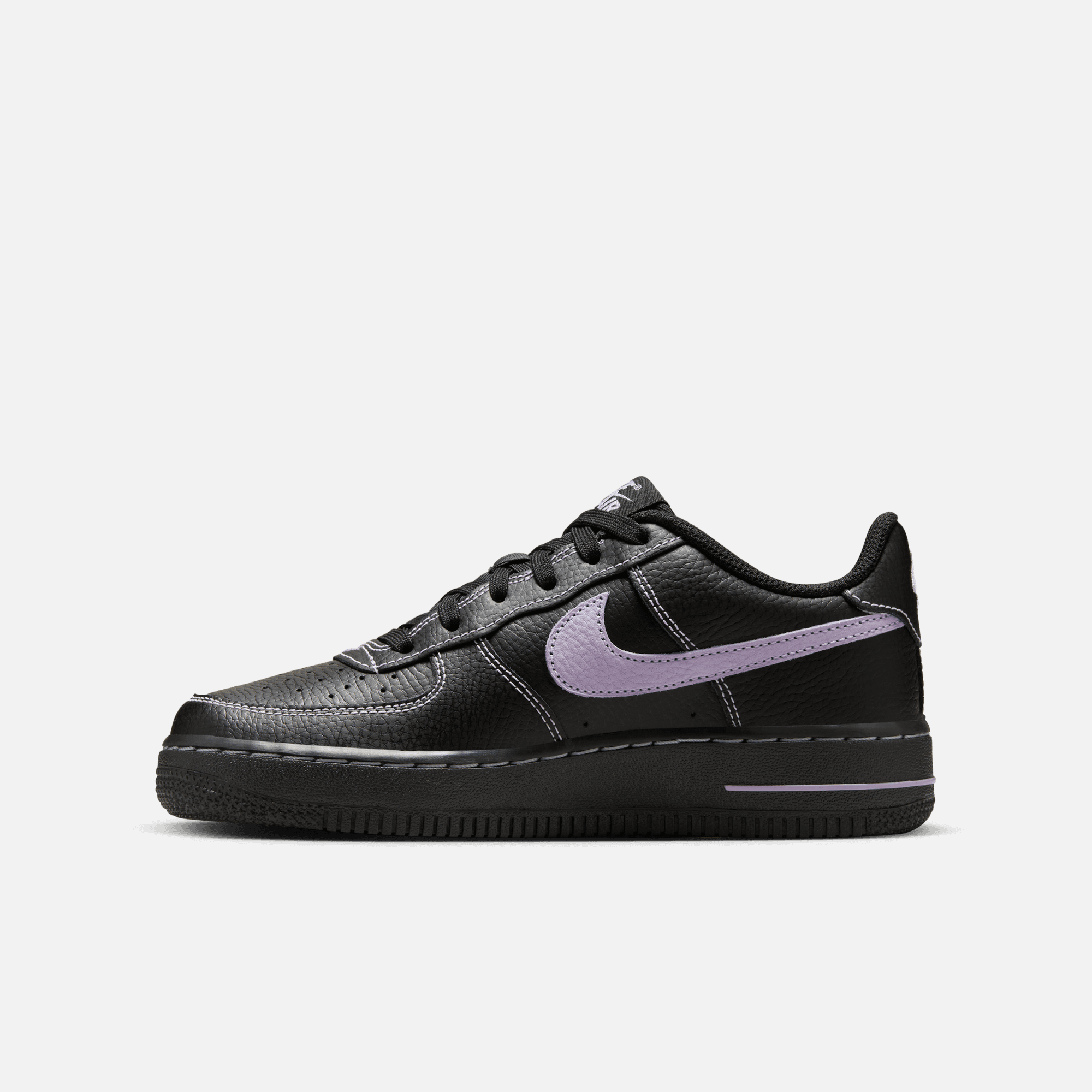 Nike Big Kids' Air Force 1 'Contrast Stitch Black Purple' (GS)