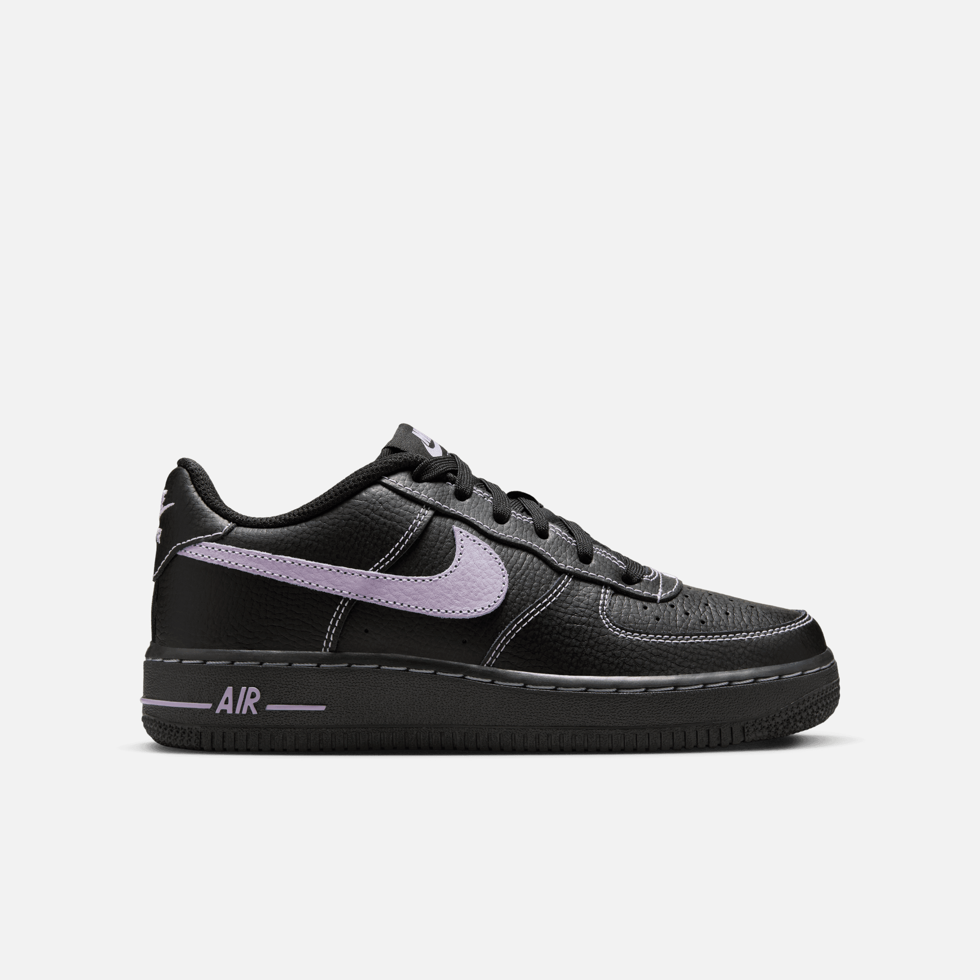 Nike Big Kids' Air Force 1 'Contrast Stitch Black Purple' (GS)
