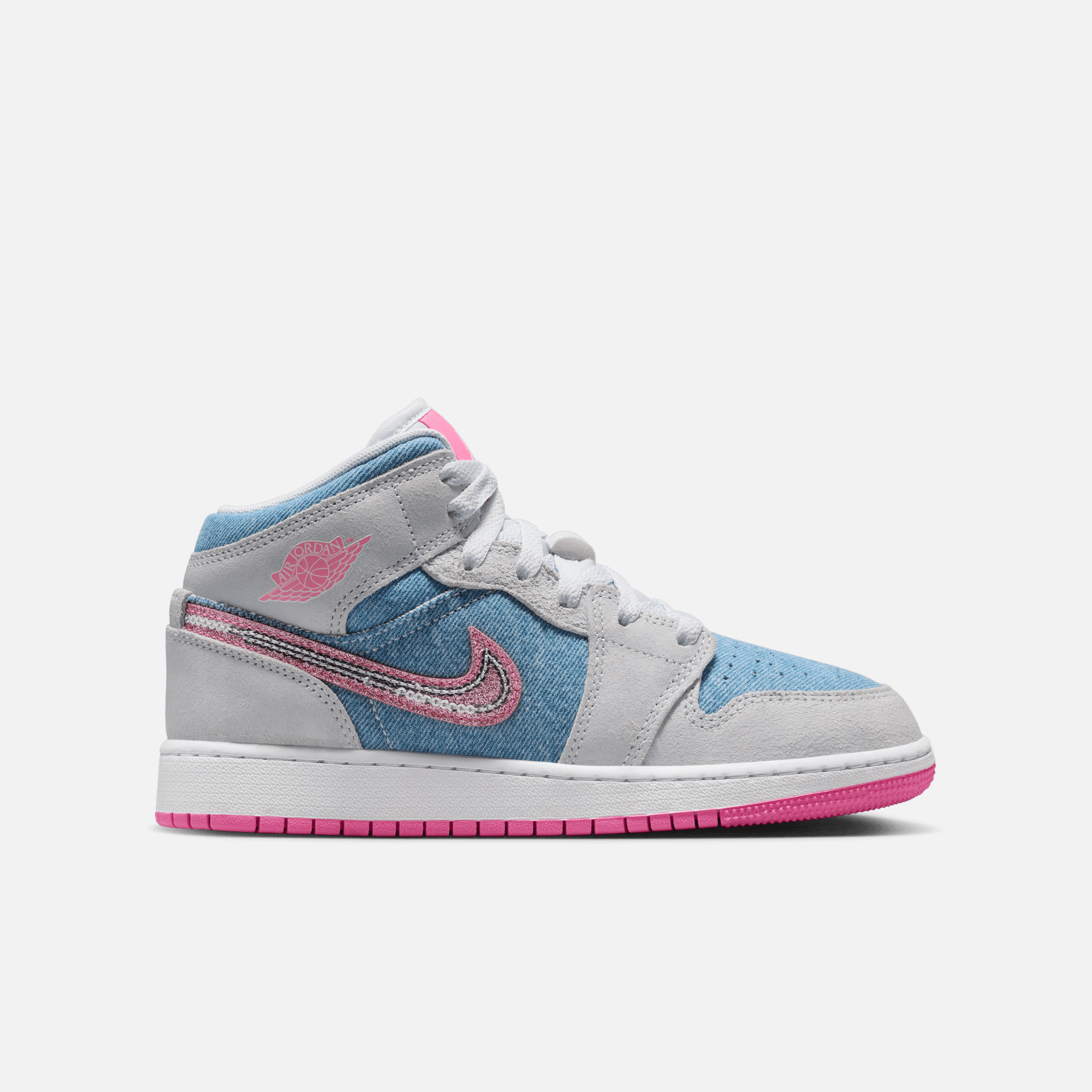Air Jordan Big Kids' 1 Mid Denim Sequin (GS)