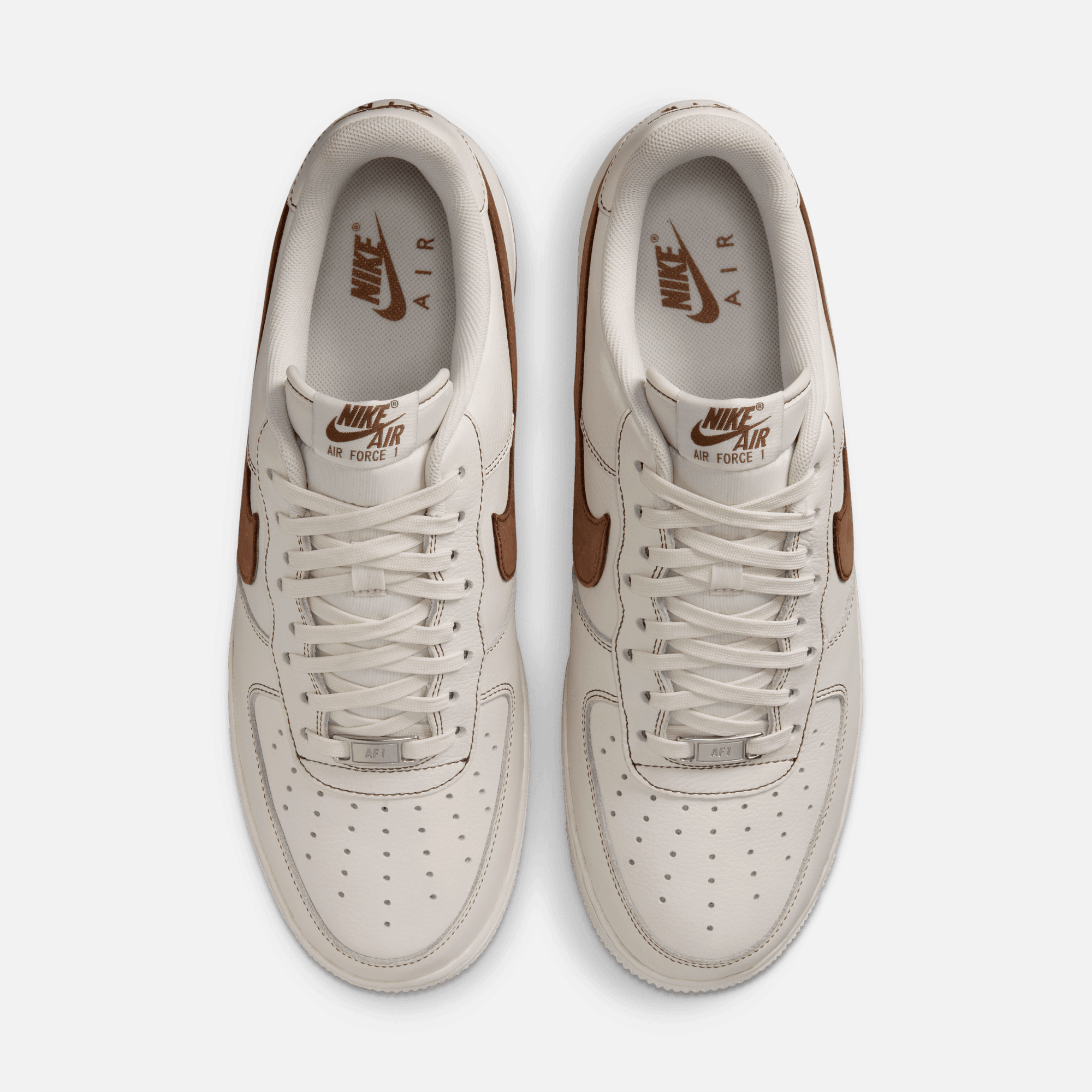 Nike Air Force 1 Low Ivory Saddle Brown Contrast Stitch