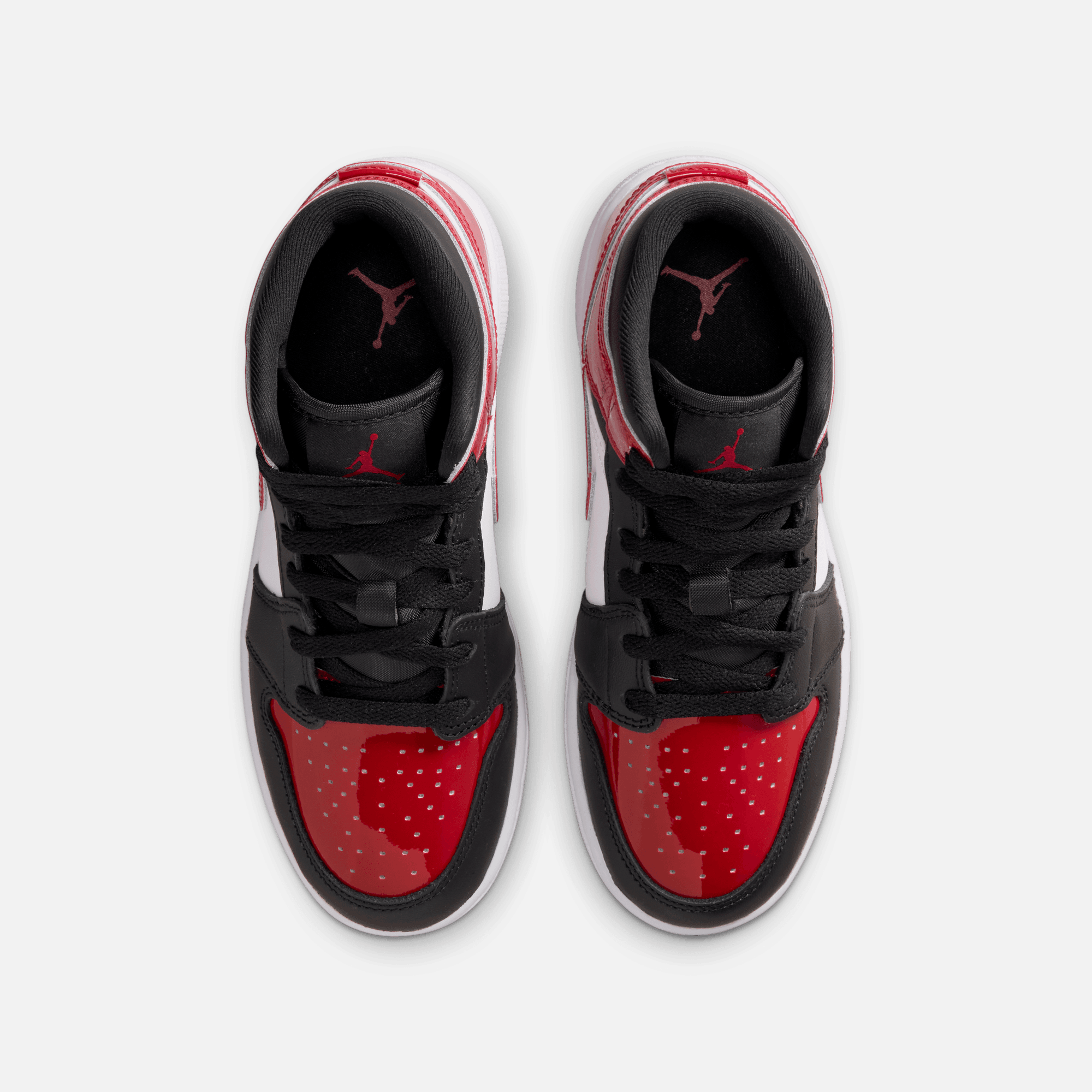 Air Jordan Big Kids' 1 Mid Patent Bred Toe (GS)