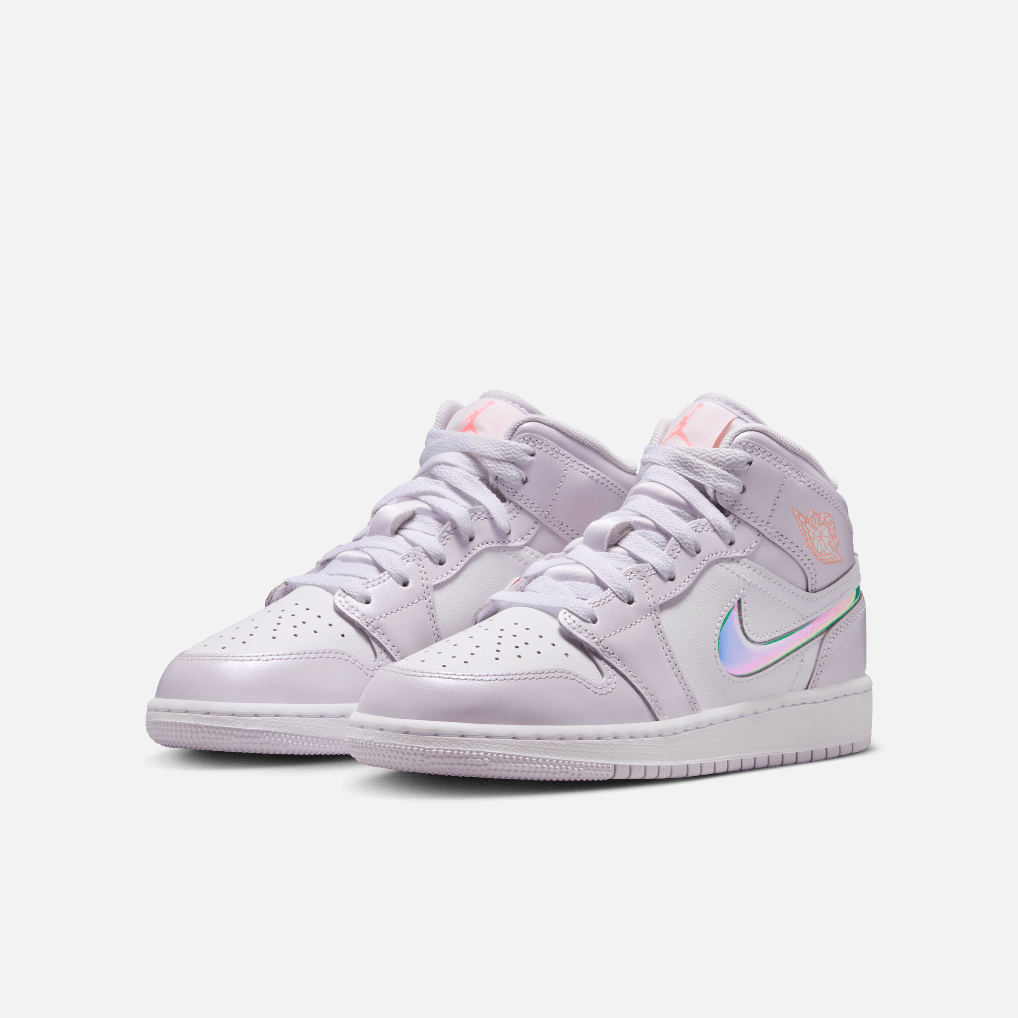 Air Jordan Big Kids' 1 Mid Iridescent Swoosh (GS)