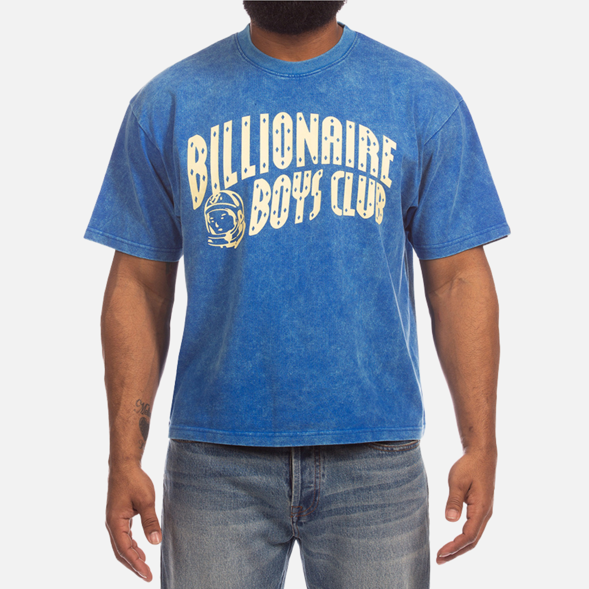 Billionaire Boys Club Blue Yellow Faded Curve Logo T-Shirt