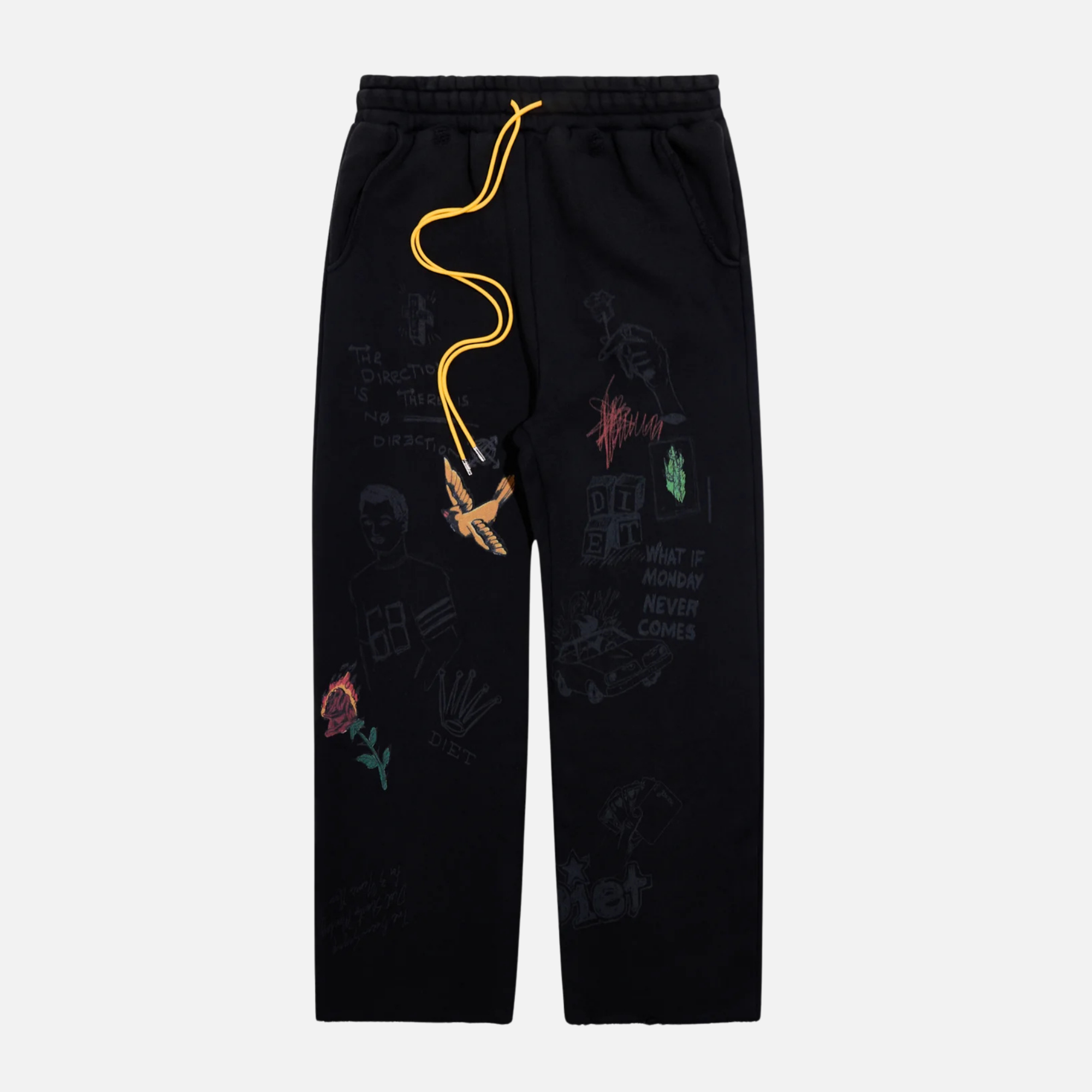 Diet Starts Monday Doodle Black Sweatpants