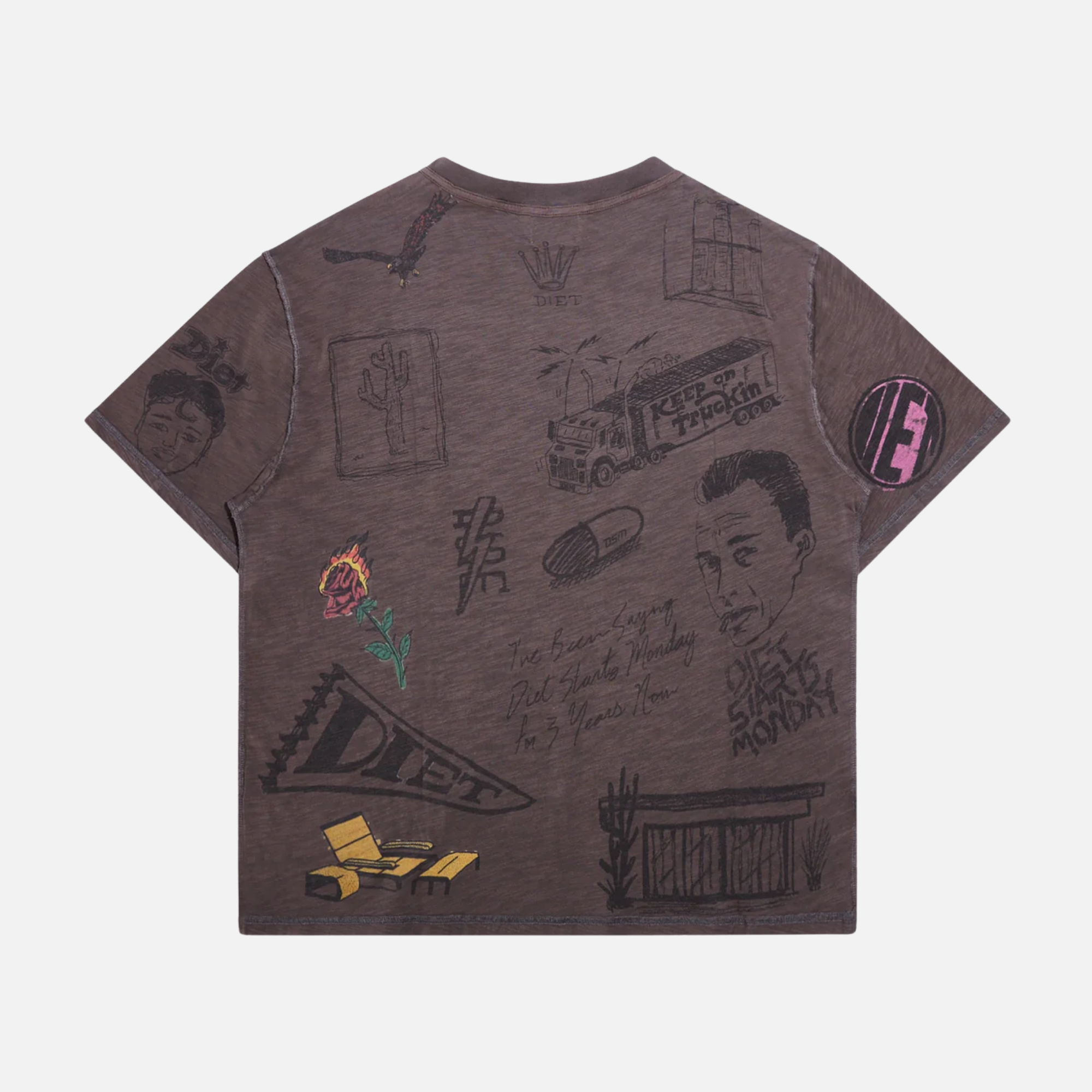 Diet Starts Monday Doodle Black T-Shirt