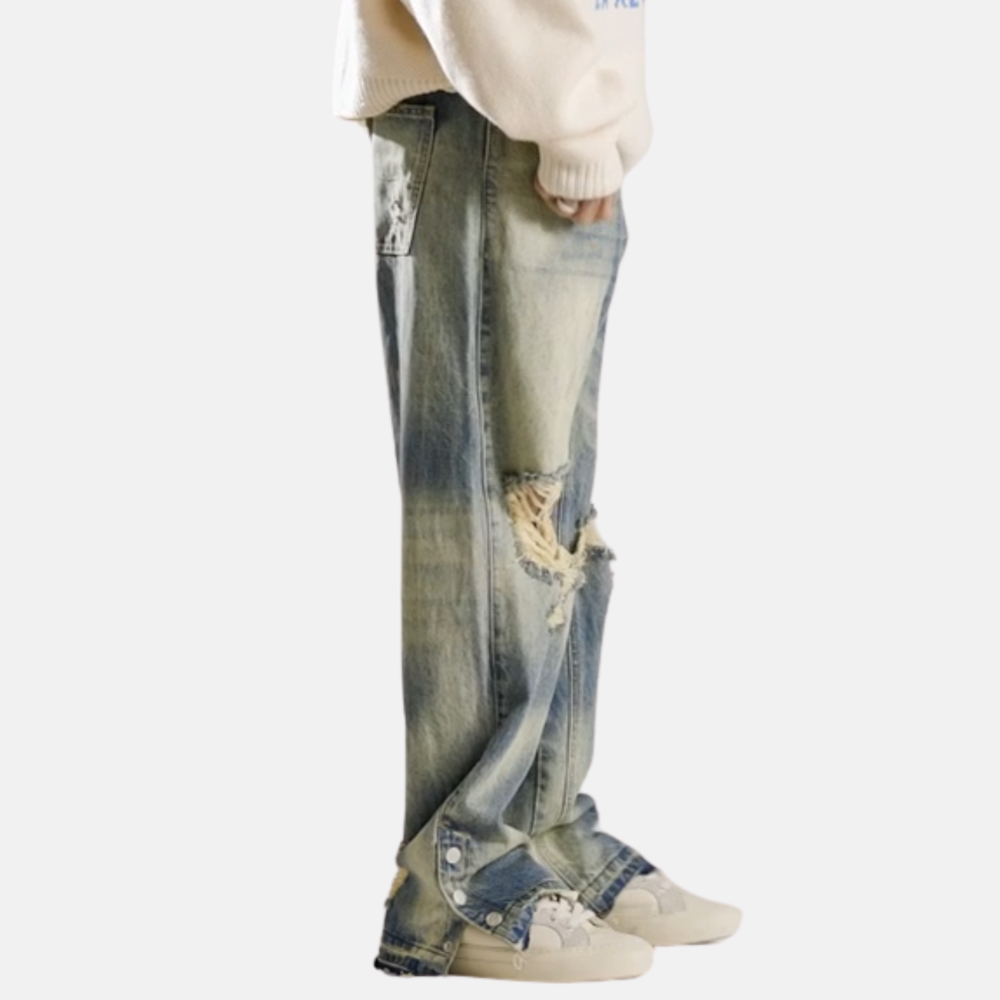 Diet Starts Monday Washed Indigo Distressed Denim Jeans