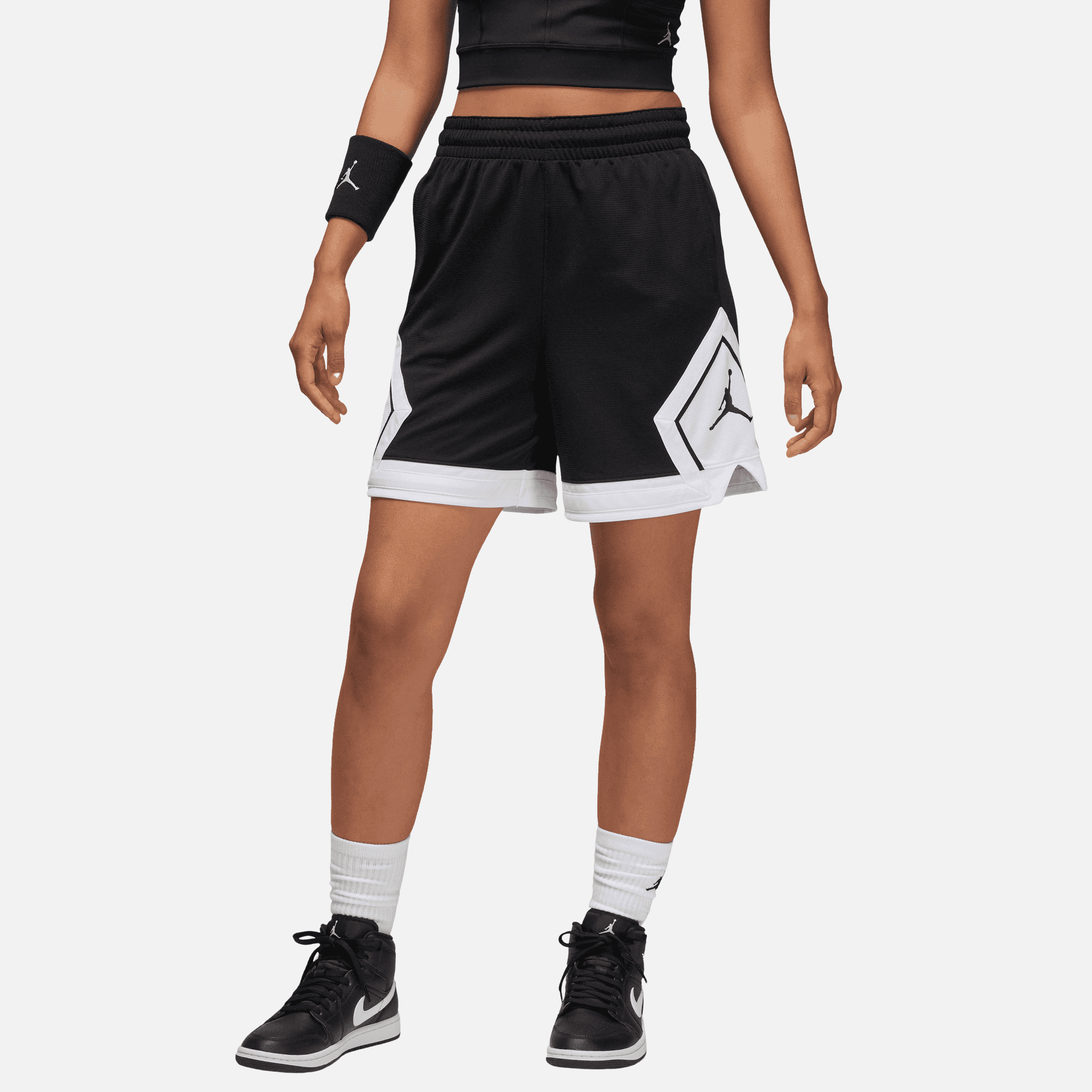 Air Jordan Women's Sport Black White Diamond Shorts