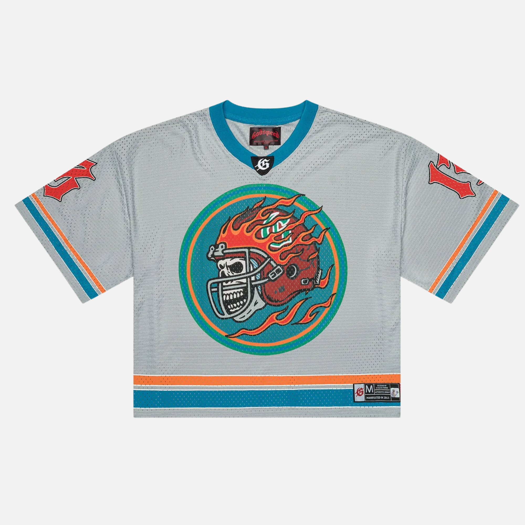 Godspeed First Down Grey Blue and Orange Jersey