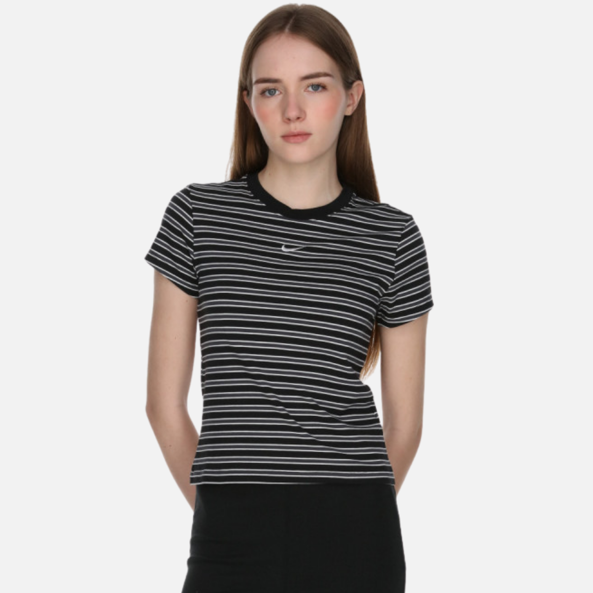 Nike Women's Sportswear Chill Knit Black Slim Striped T-Shirt