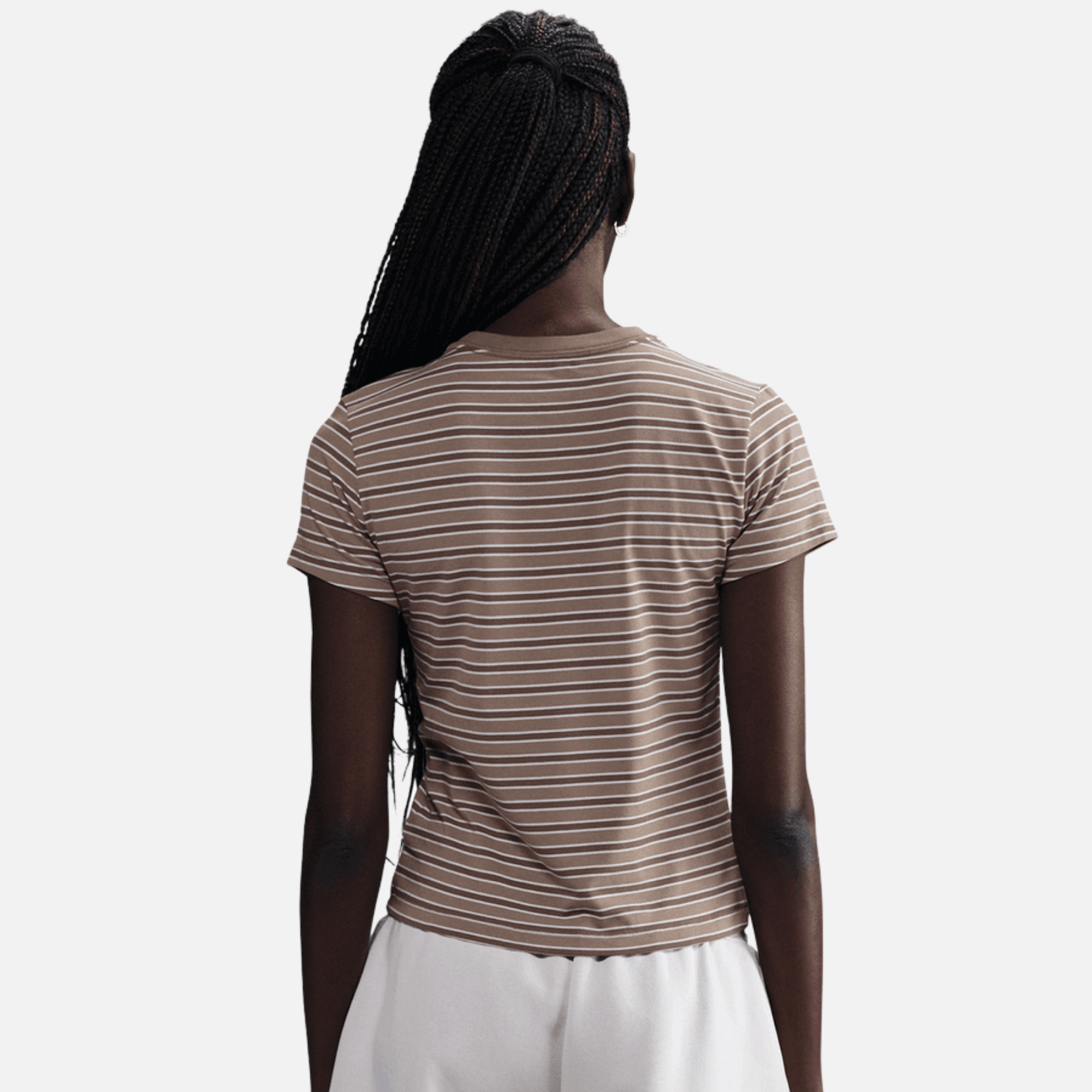 Nike Women's Sportswear Chill Knit Mink Brown Slim Striped T-Shirt