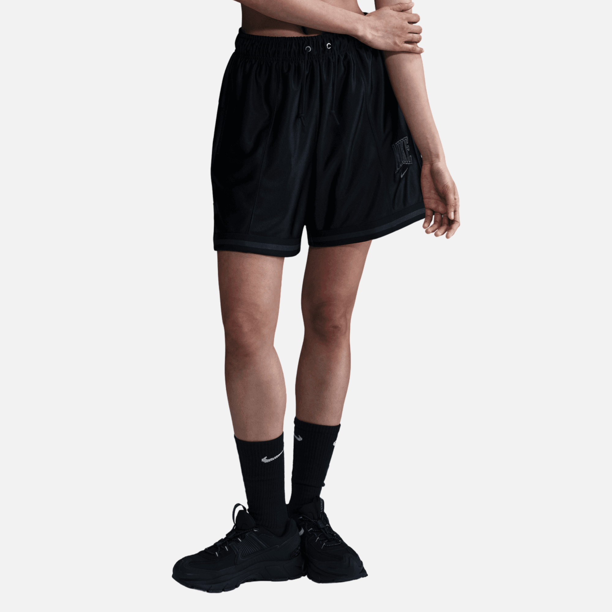 Nike Women's Sportswear Black Loose Mid-Rise Graphic Shorts