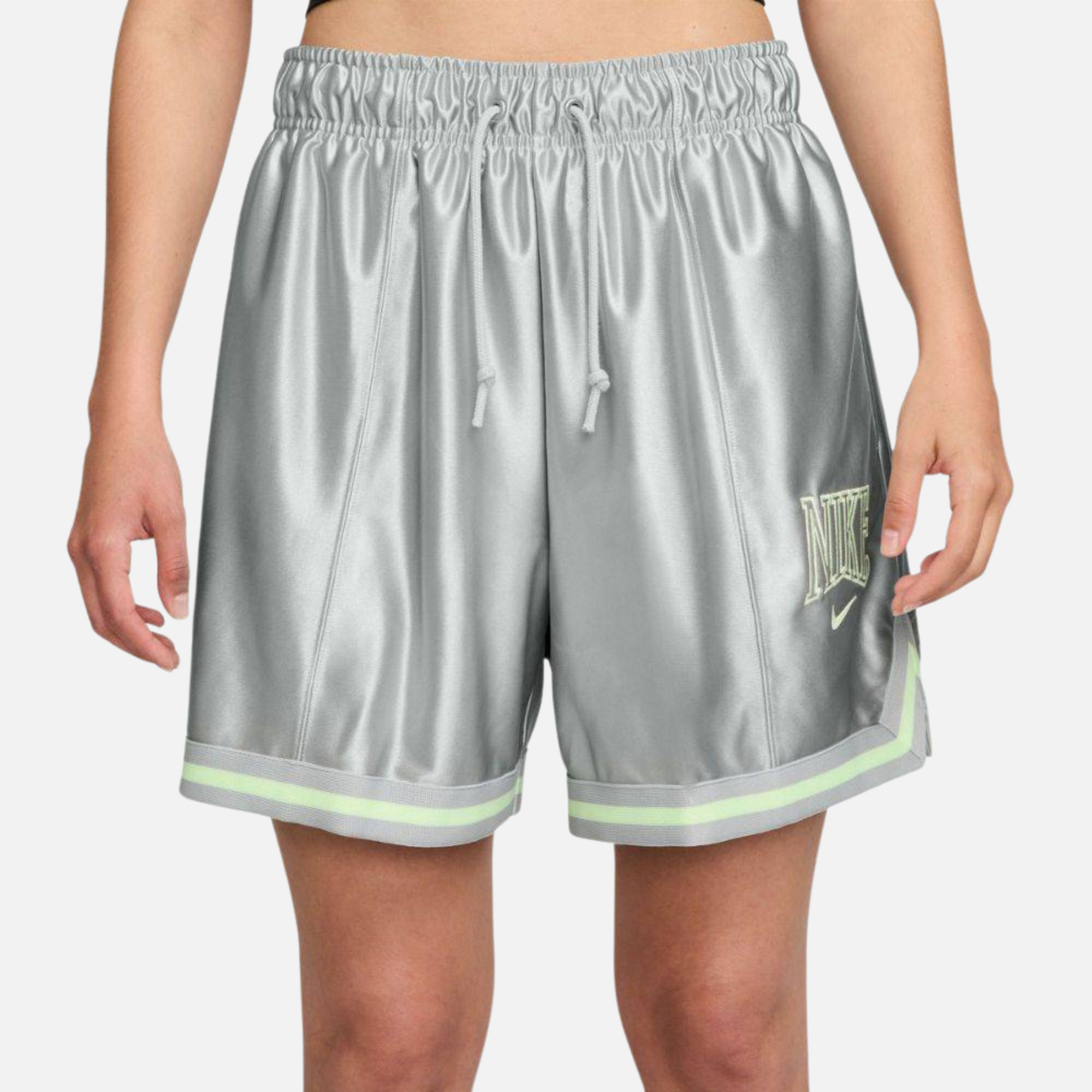 Nike Women's Sportswear Grey Loose Mid-Rise Graphic Shorts
