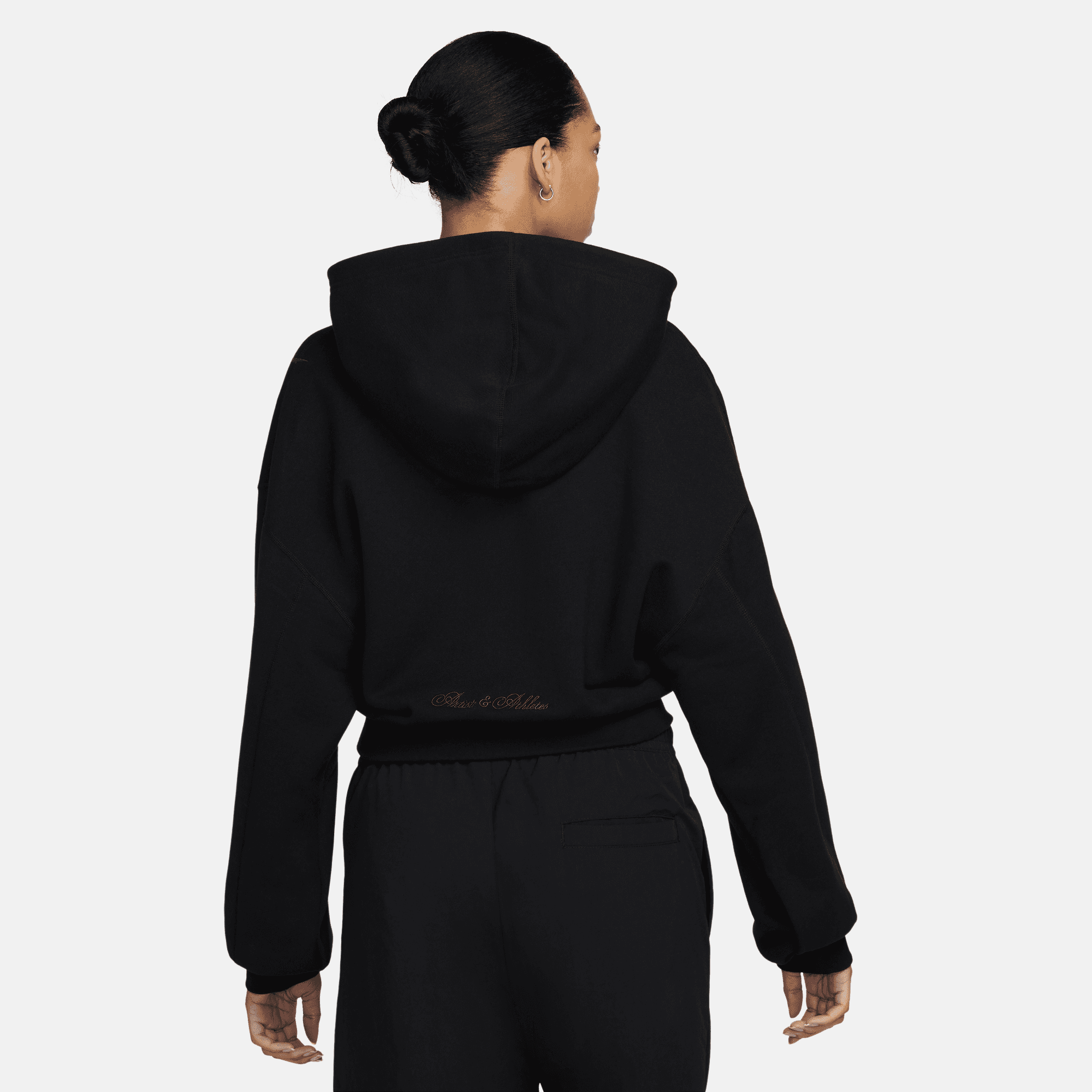 Nike Women's Sportswear Black Full-Zip Cropped French Terry Hoodie