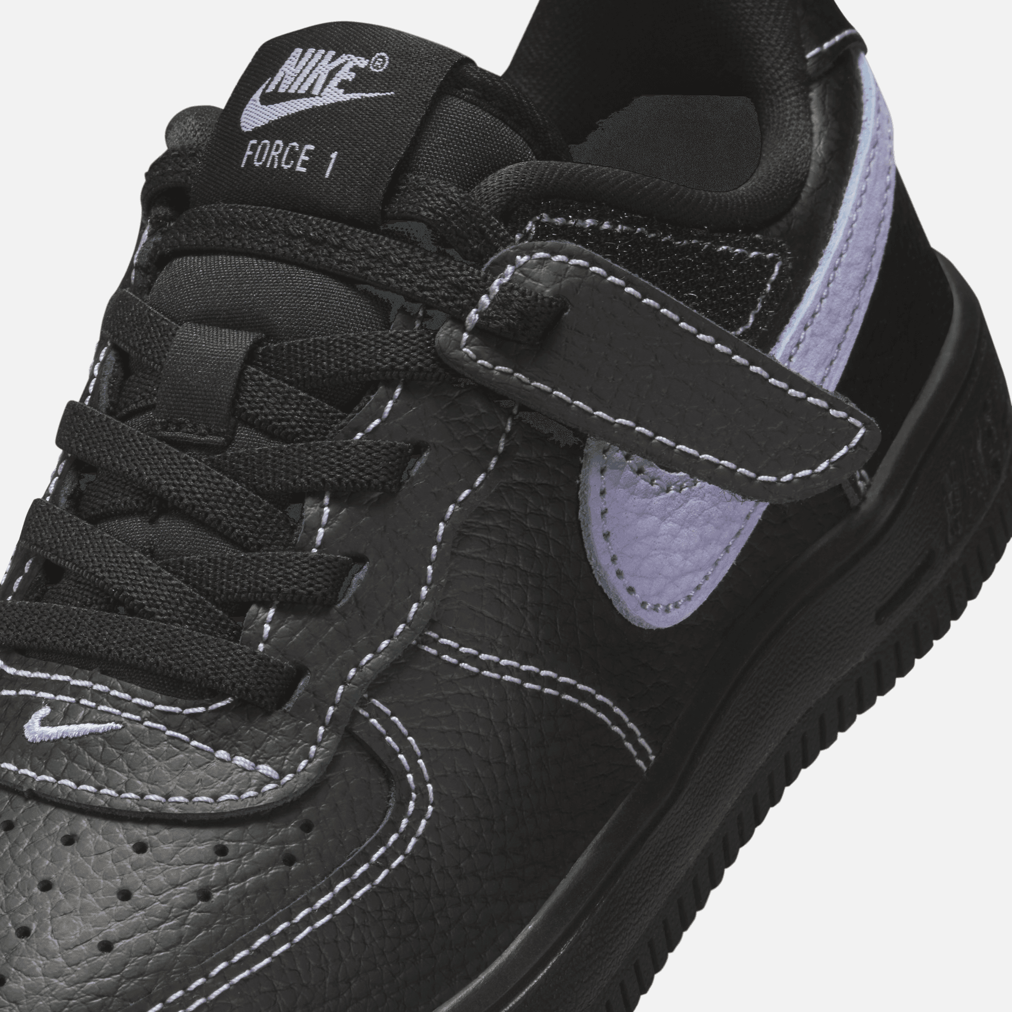 Nike Kids' Air Force 1 Low LV8 Easyon Black Hydrangeas (PS)