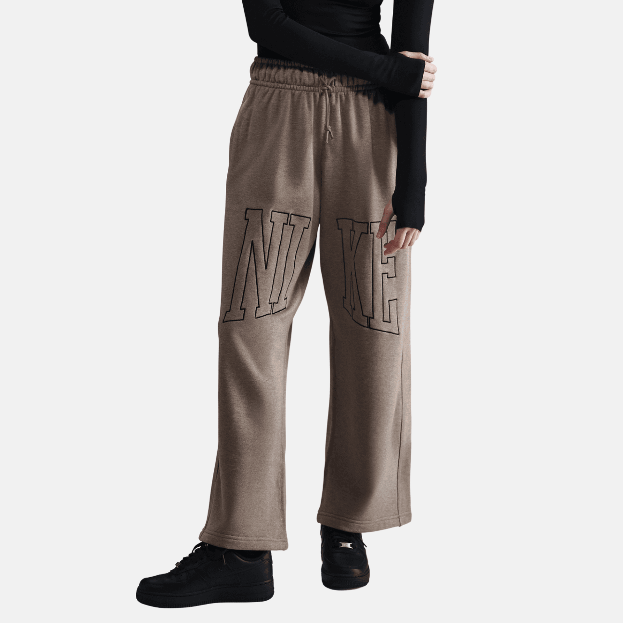 Nike Sportswear Women's Mink Brown Oversized Open-Hem French Nike Sportswear Women's Mink Brown Oversized Open-Hem French