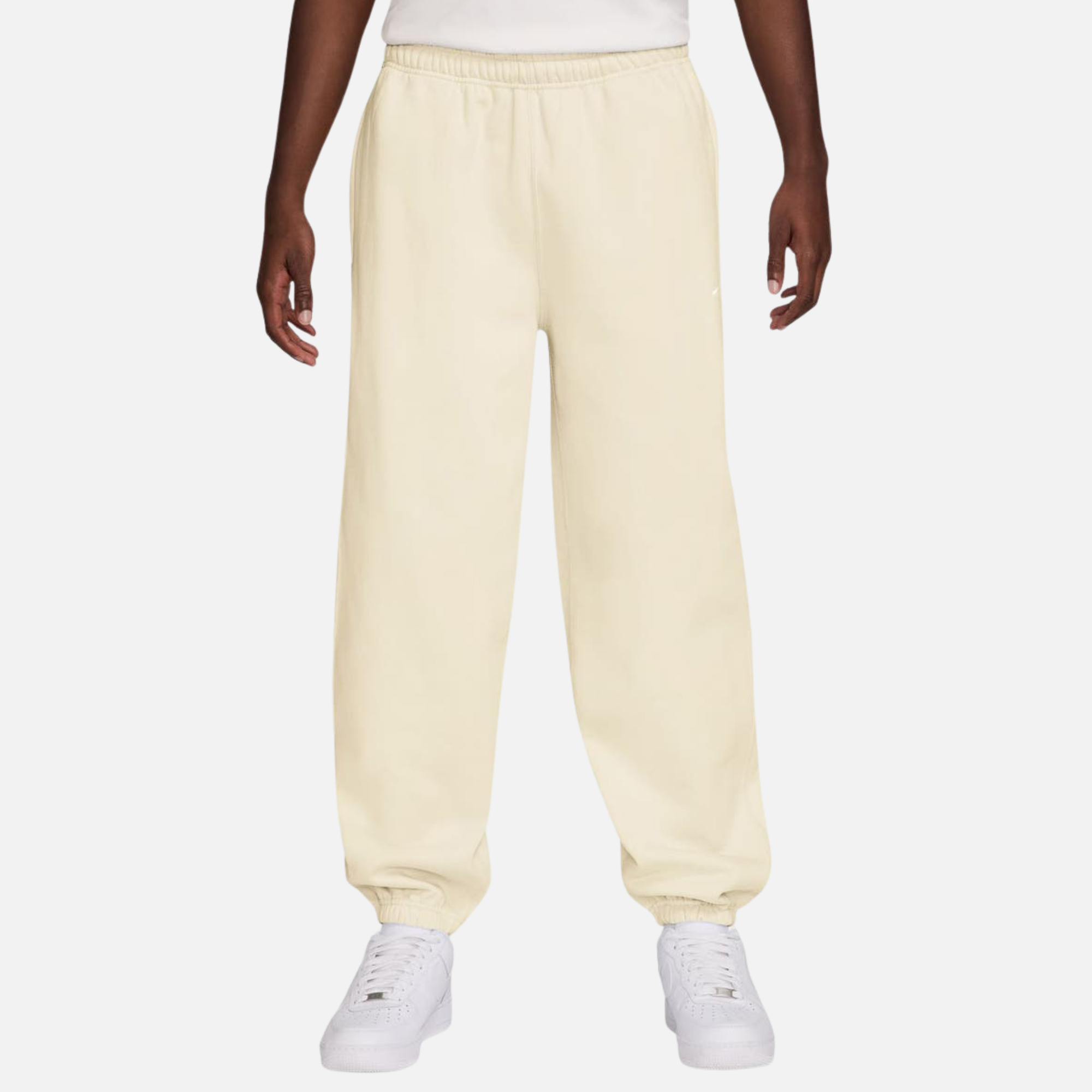 Nike Solo Swoosh Cuffed Cream Pants