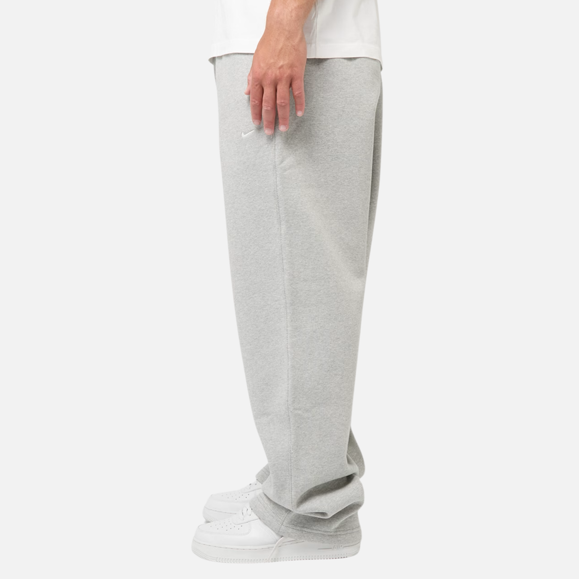 Nike Solo Swoosh Fleece Open-Hem Grey Pants