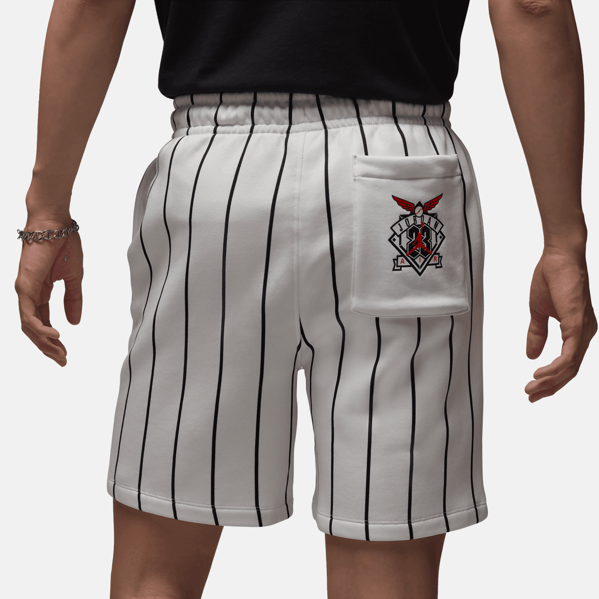 Air Jordan Brooklyn Fleece White Diamond Striped Shorts