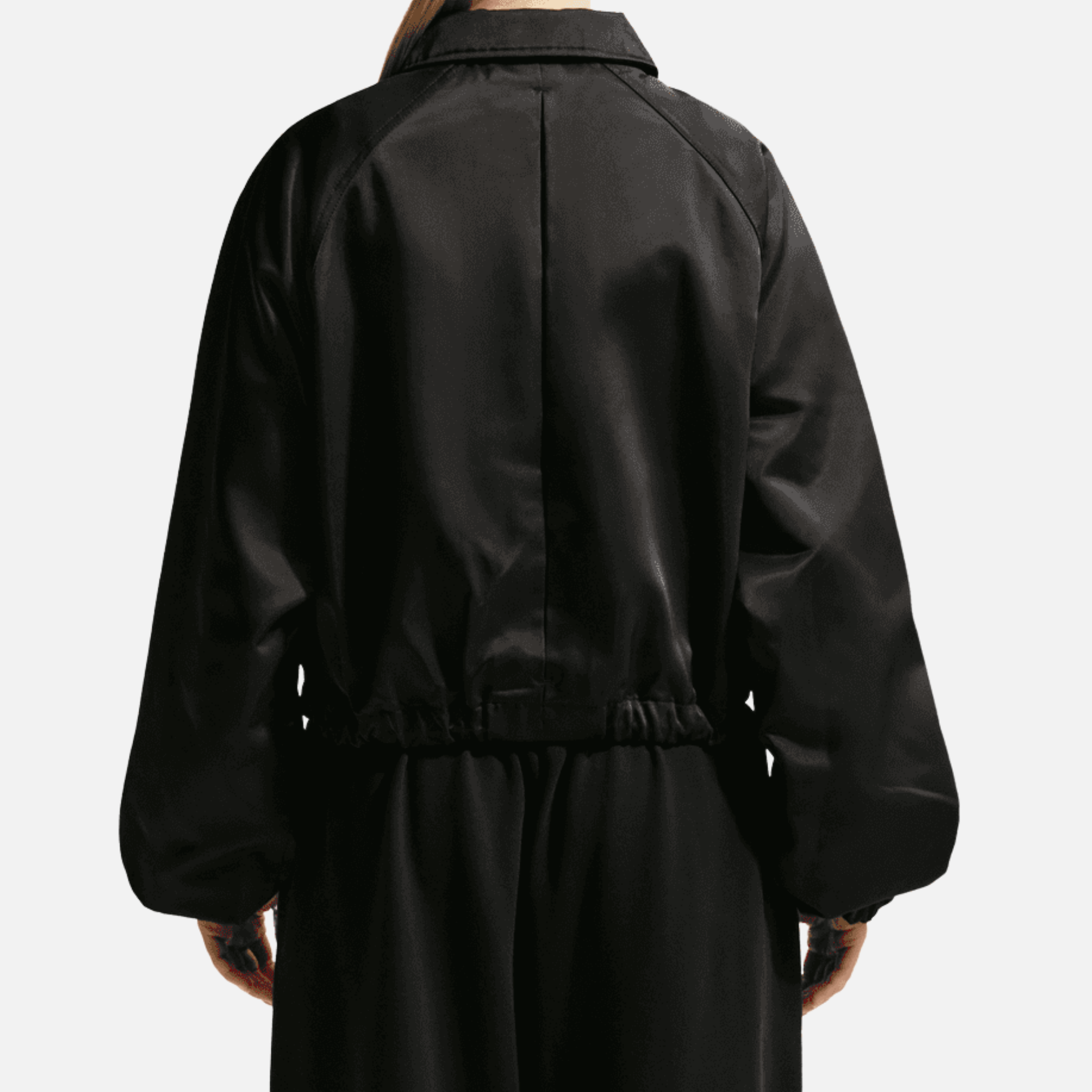 Nike Women's Oversized Black Satin Coaches Jacket