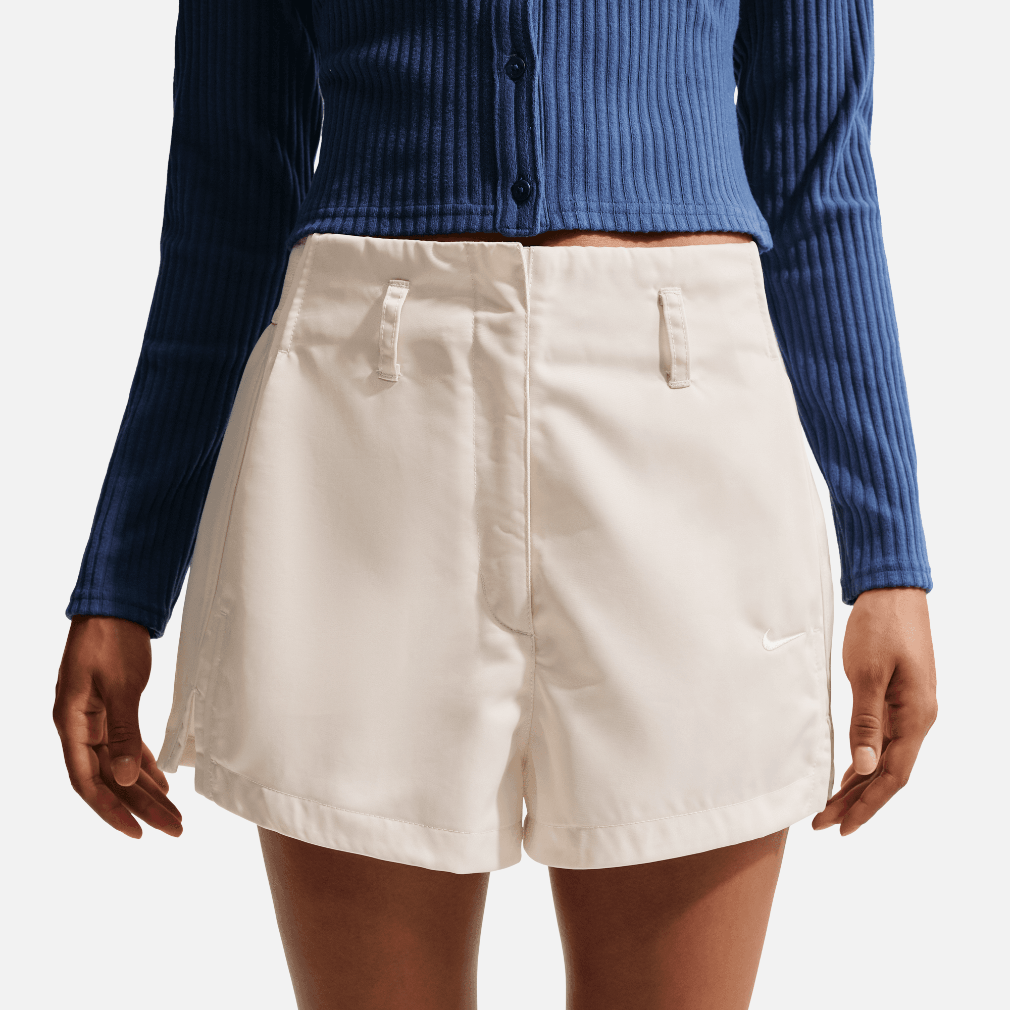 Nike Women's High-Waisted Cream Satin Hot Shorts