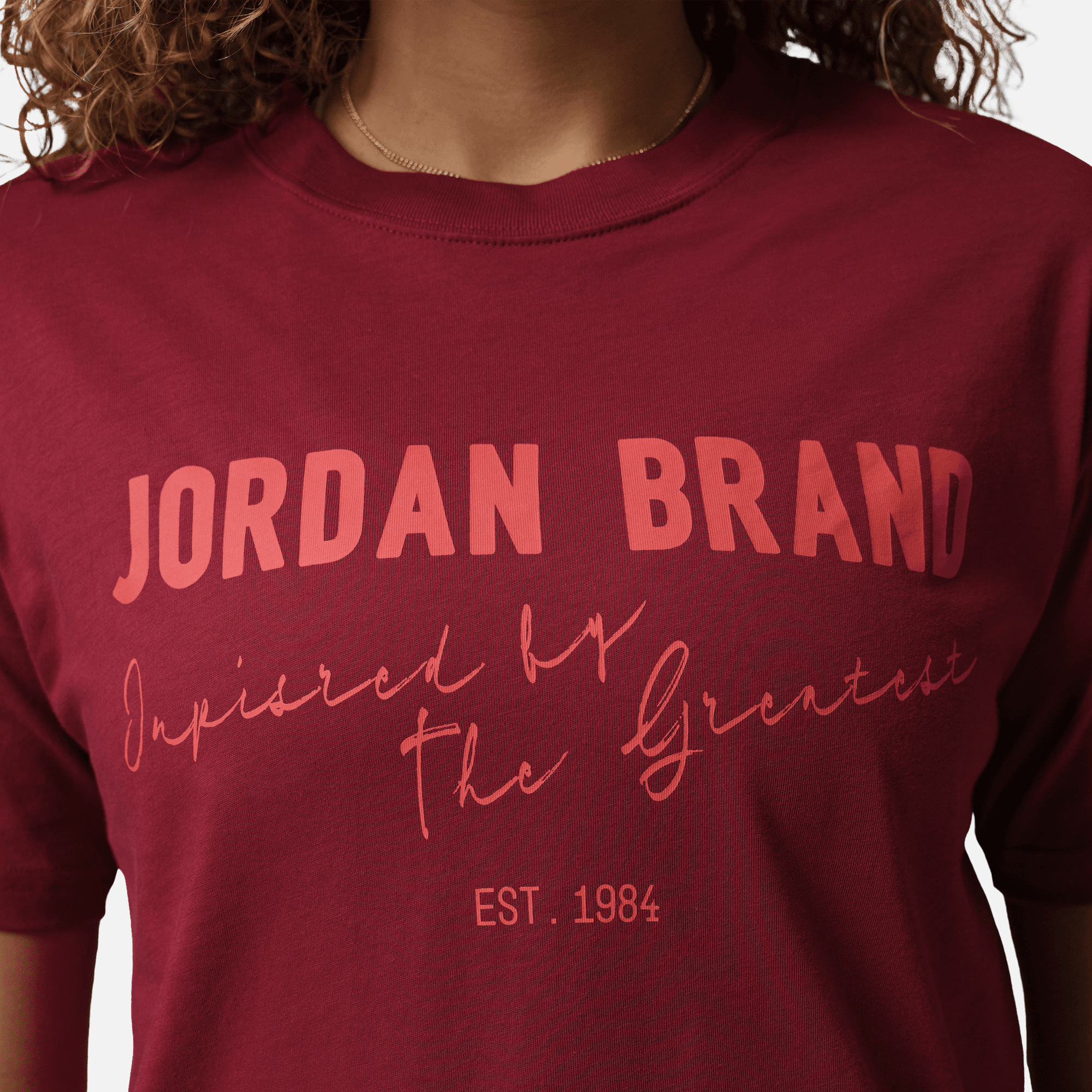 Air Jordan Women's Brooklyn Dark Team Red Graphic T-Shirt