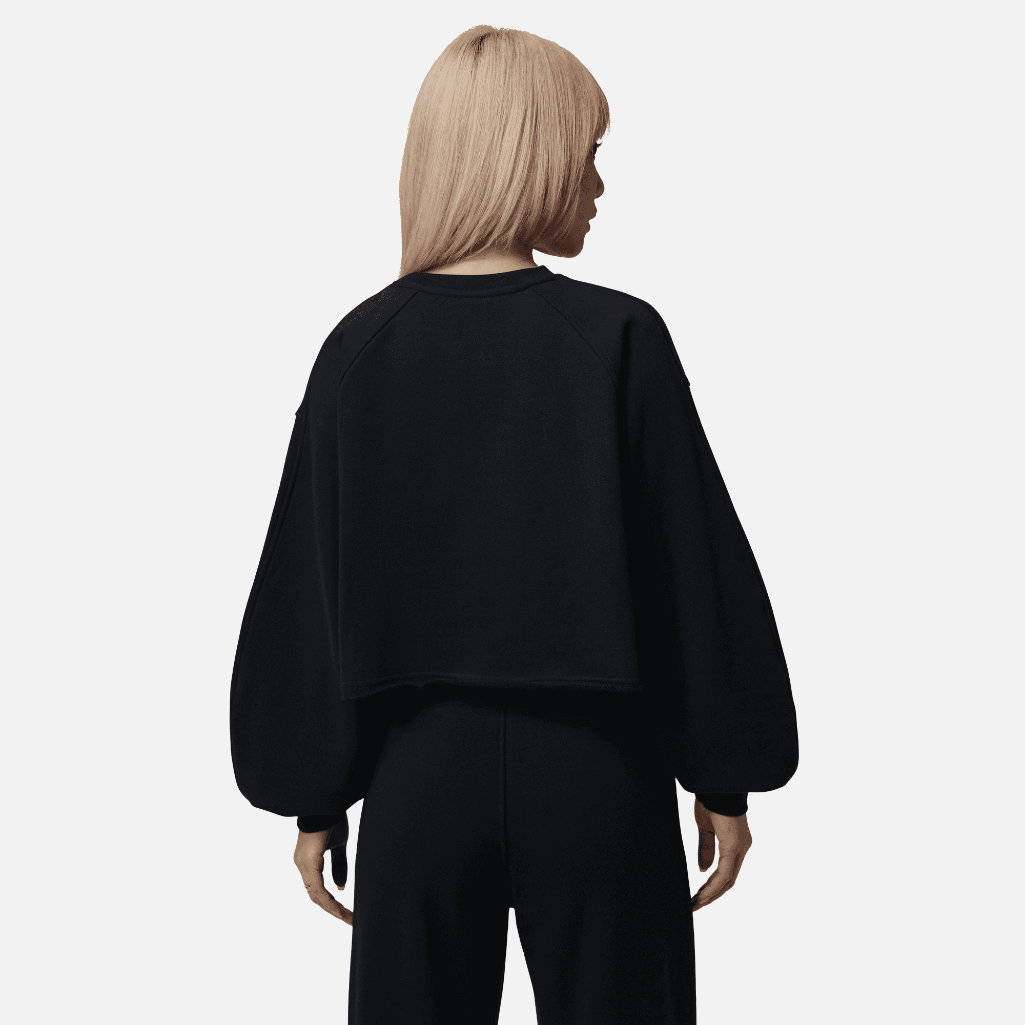 Air Jordan Women's Flight Fleece Black Mod-Crop Sweatshirt