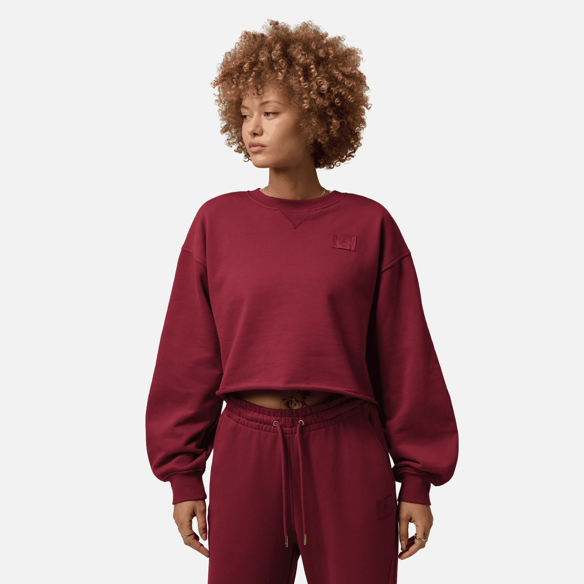 Air Jordan Women's Flight Fleece Team Red Mod-Crop Sweatshirt Air Jordan Women's Flight Fleece Team Red Mod-Crop Sweatshirt