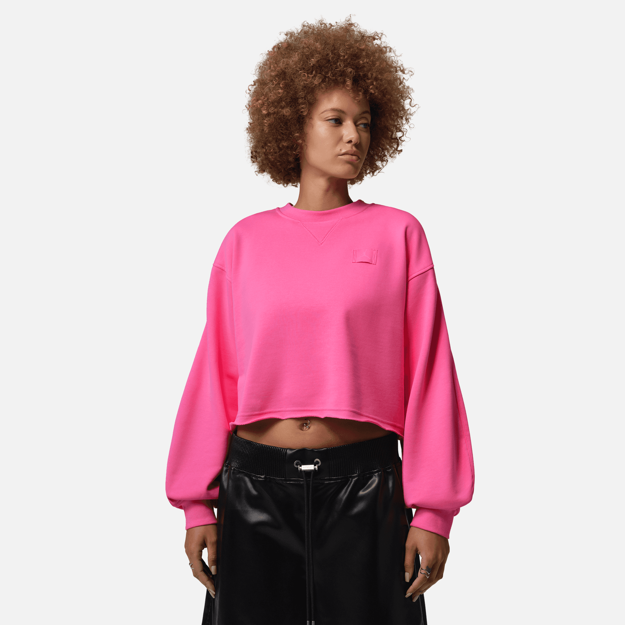 Air Jordan Women's Flight Fleece Pink Mod-Crop Sweatshirt