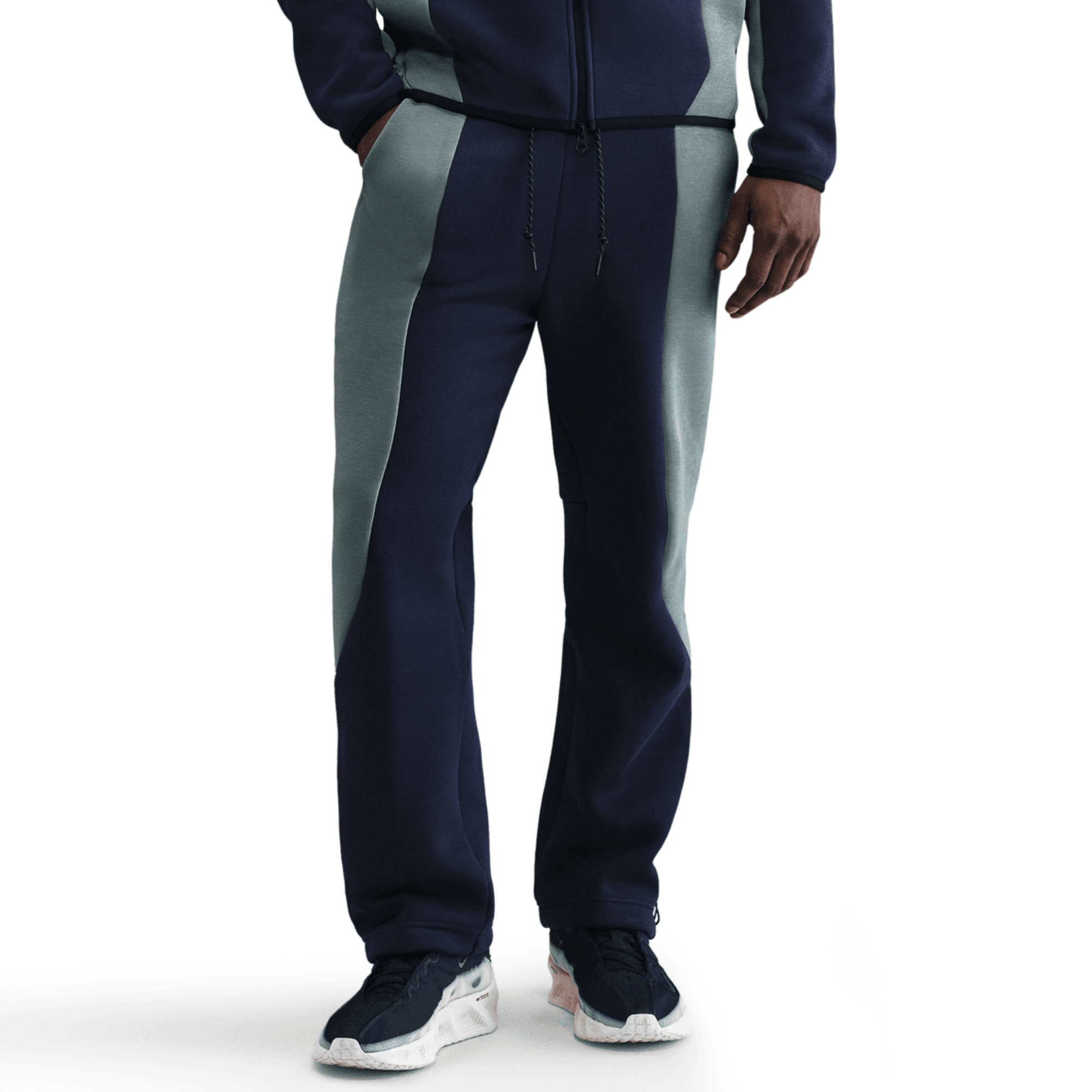 Nike Tech Color-Block Open Hem Navy Green Pants