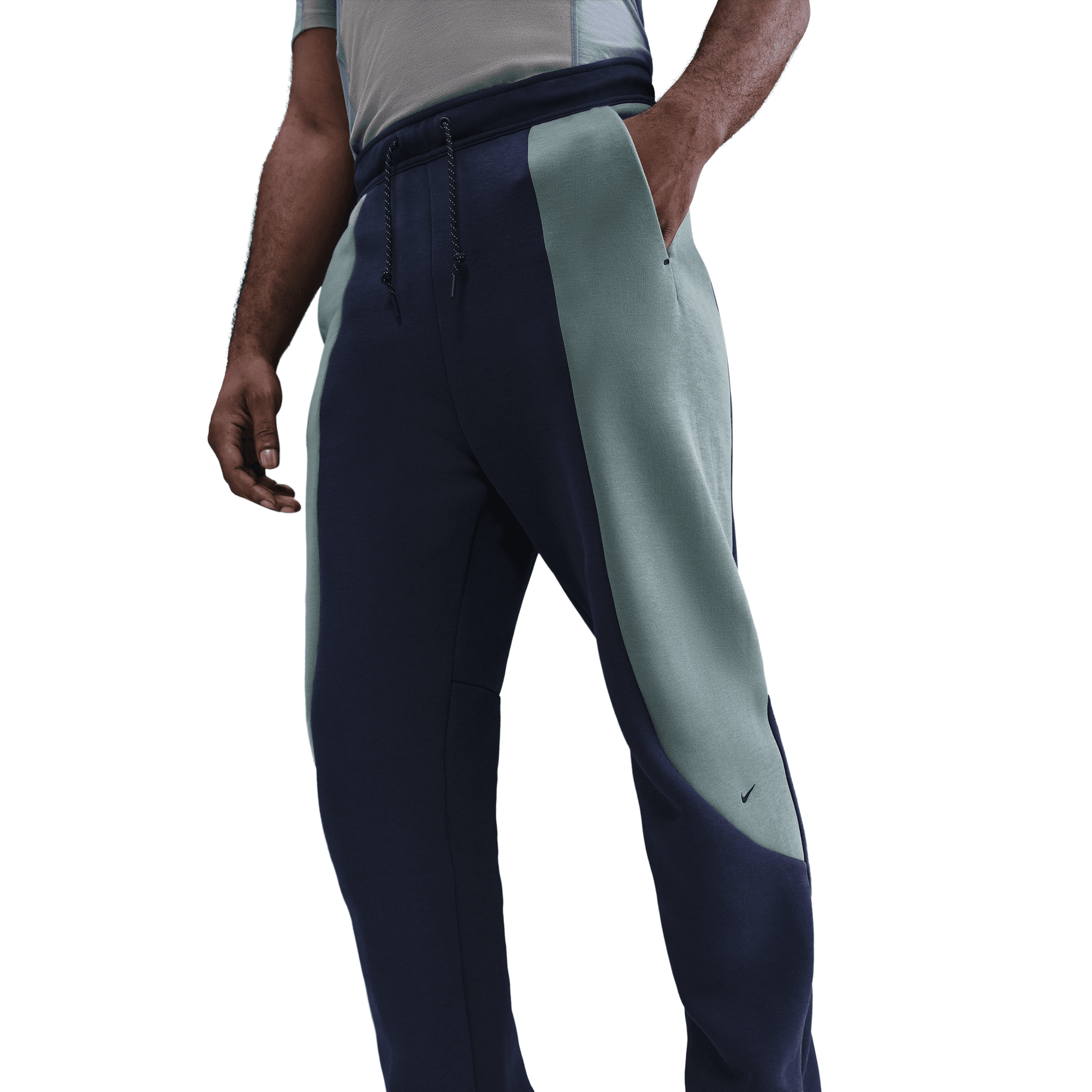 Nike Tech Color-Block Open Hem Navy Green Pants