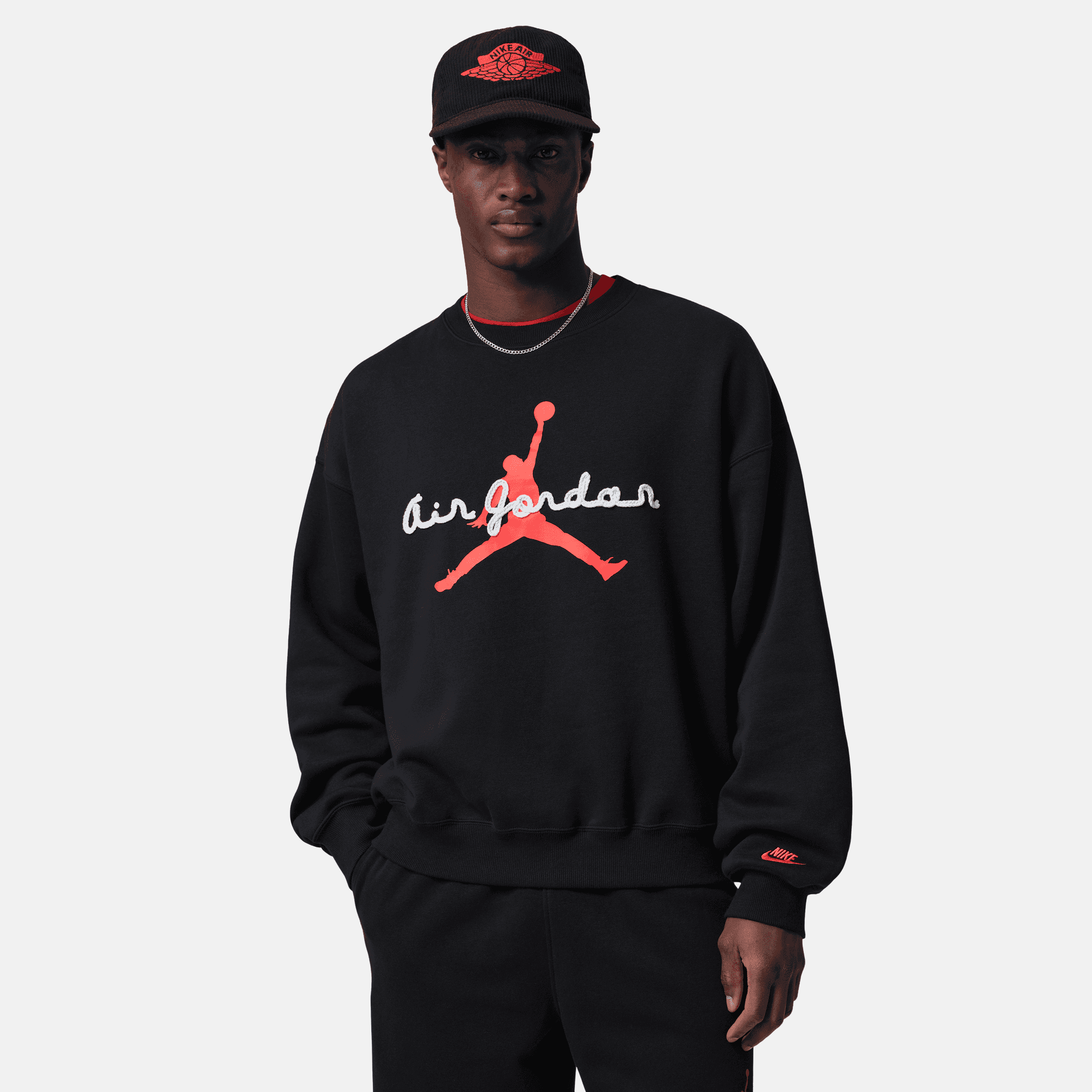Air Jordan Brooklyn Black Infrared 23 Fleece Crewneck Sweatshirt