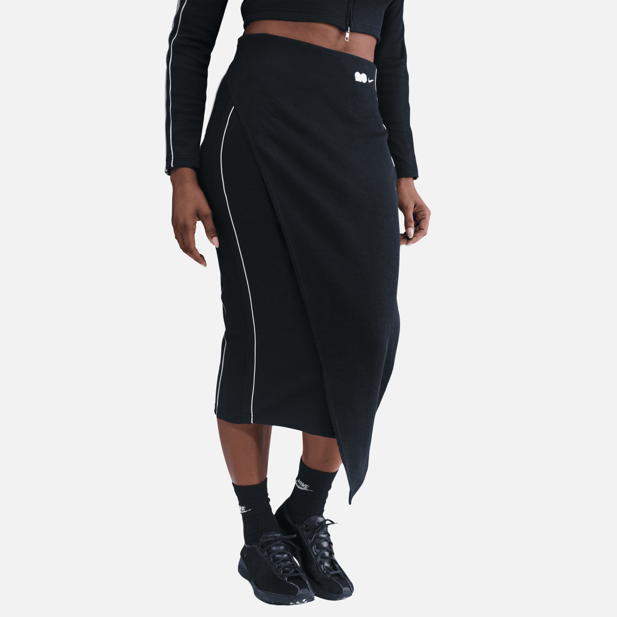Nike Naomi Osaka High Waisted Black Ribbed Maxi Skirt – Puffer Reds