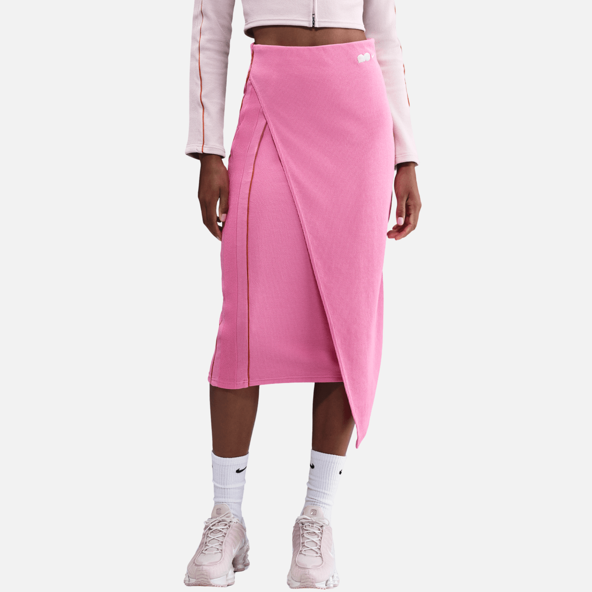 Nike Naomi Osaka High Waisted Pink Ribbed Maxi Skirt